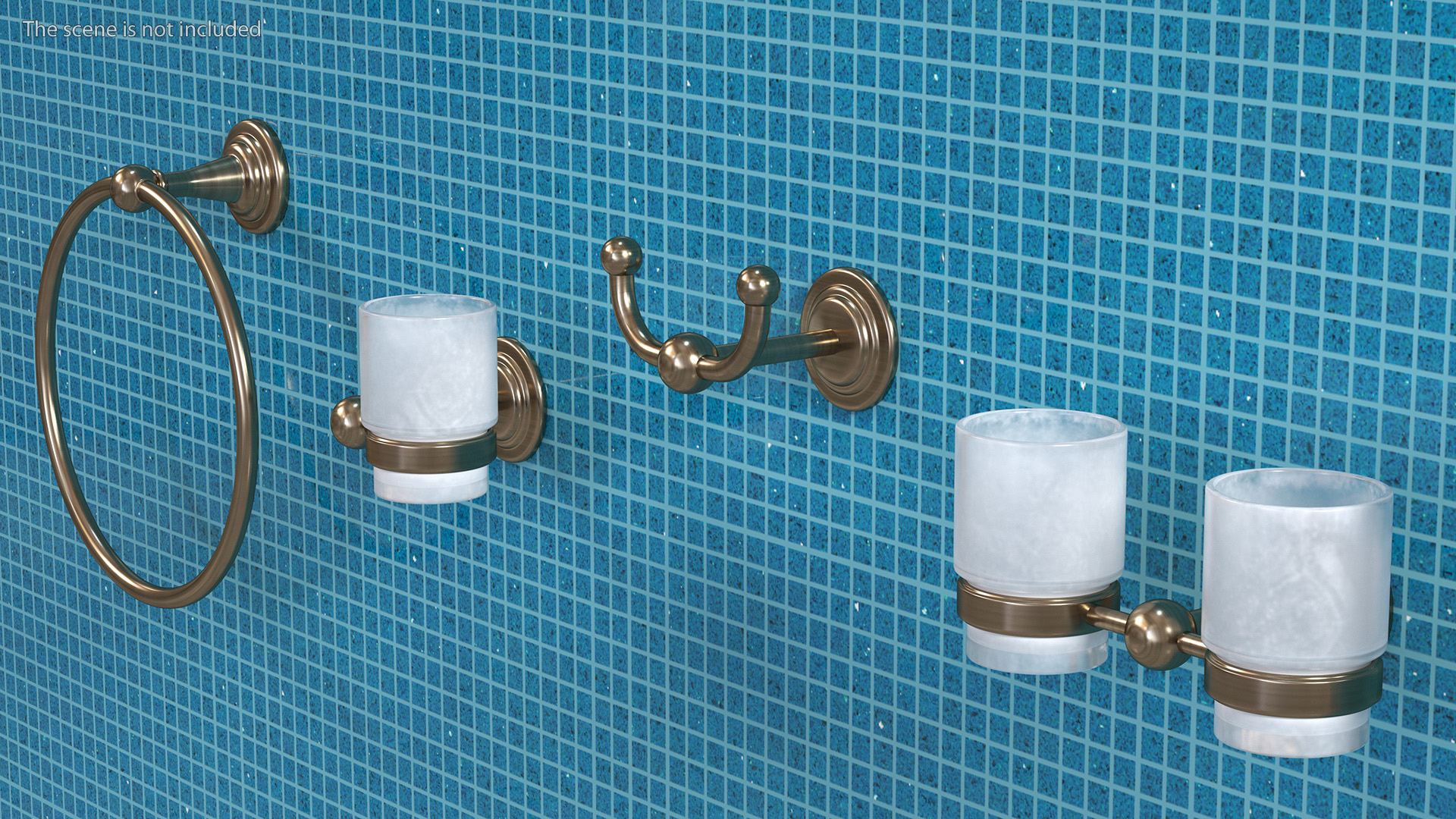 3D Bronze Bathroom Wall Accessories Set