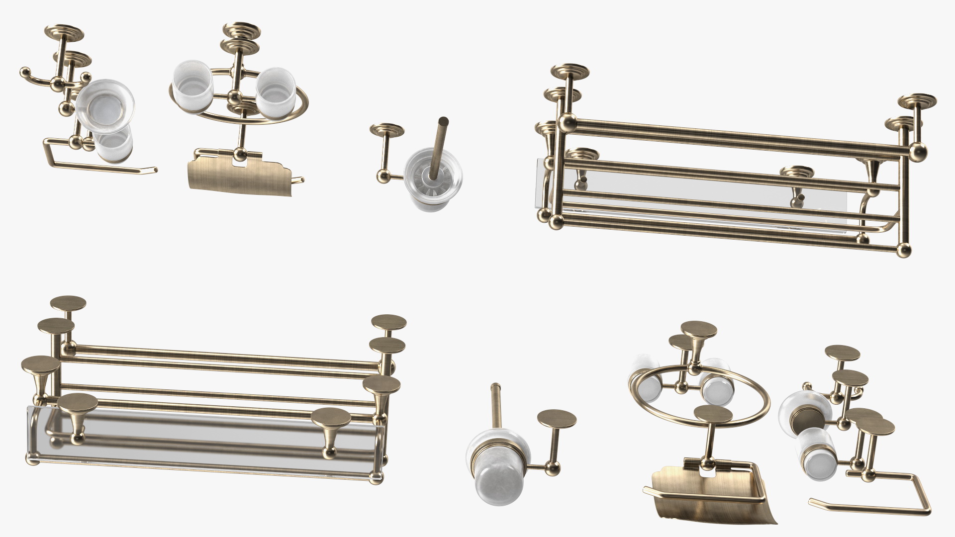 3D Bronze Bathroom Wall Accessories Set