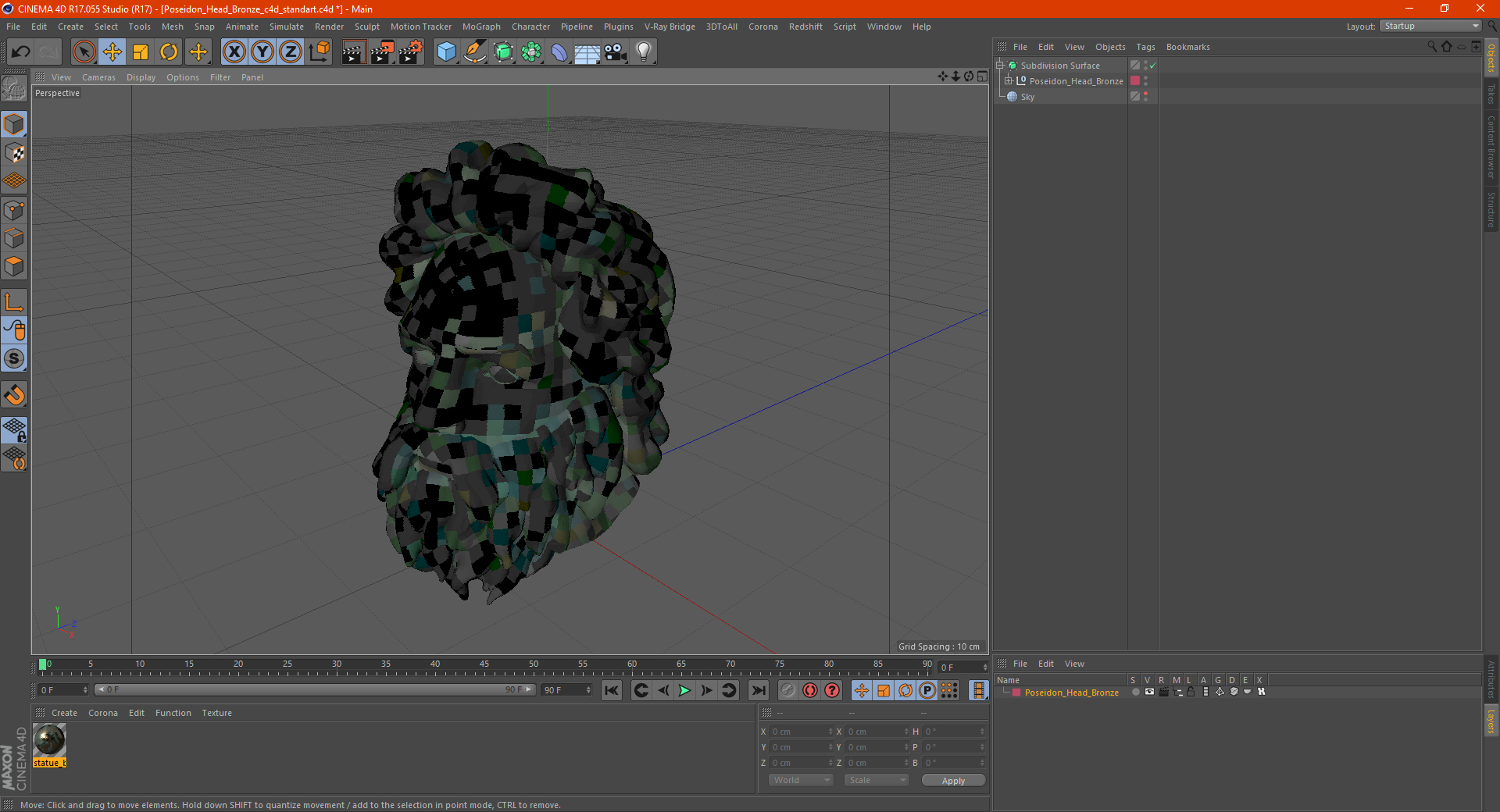 3D model Poseidon Head Bronze