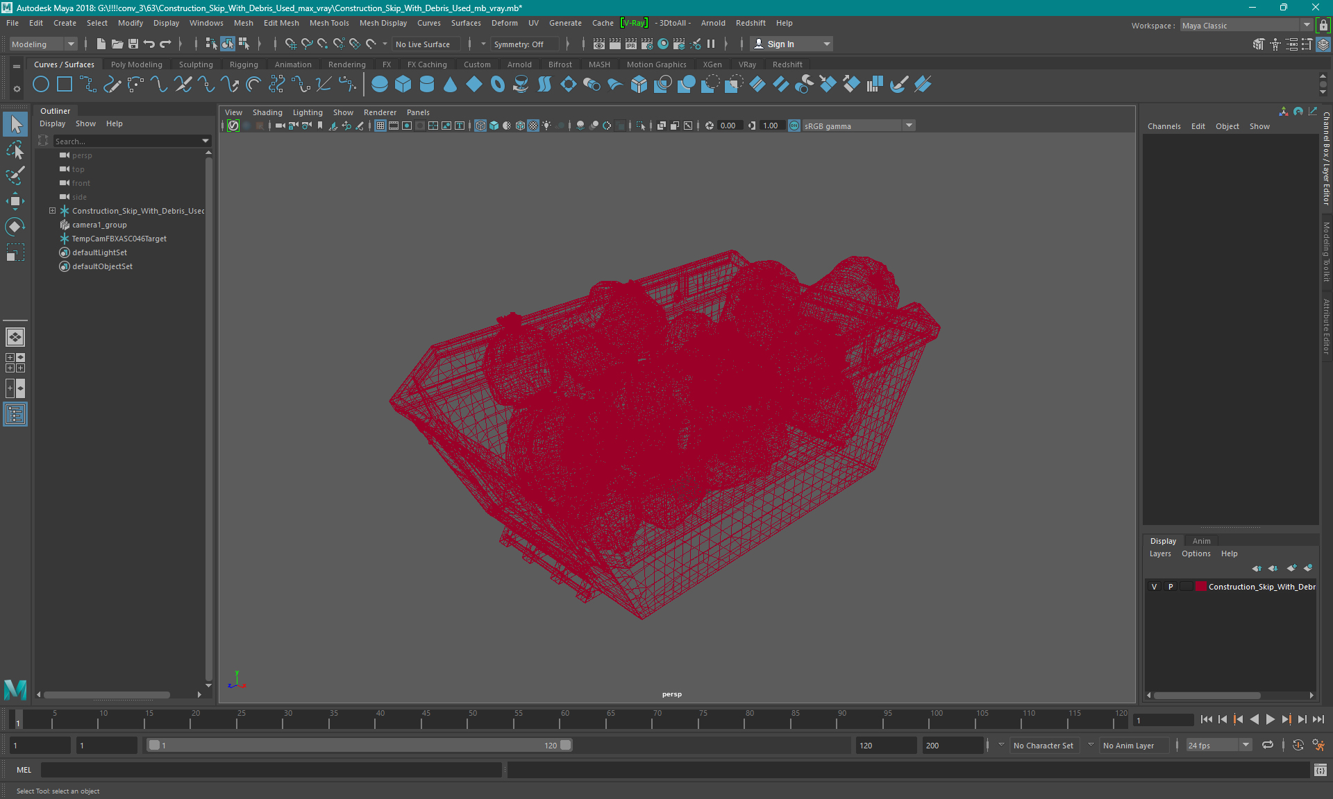 Construction Skip With Debris Used 3D model