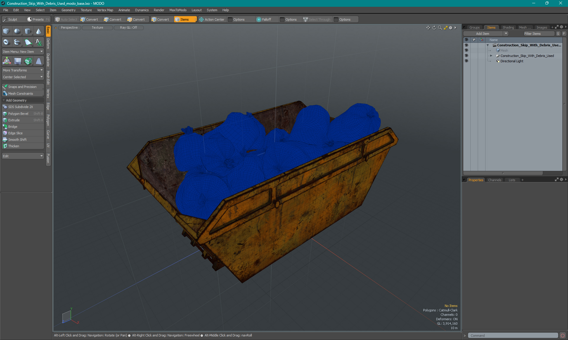 Construction Skip With Debris Used 3D model