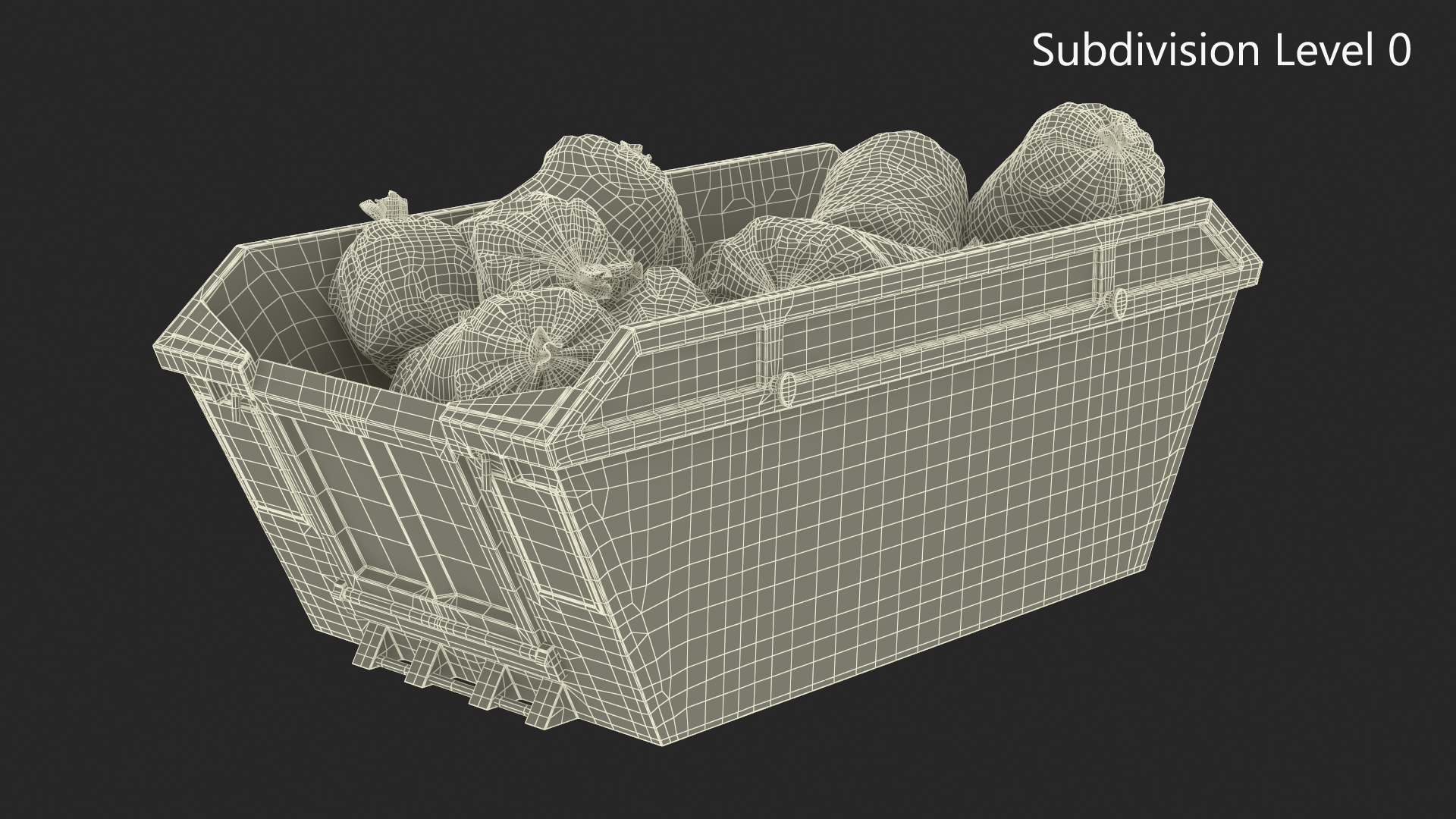 Construction Skip With Debris Used 3D model