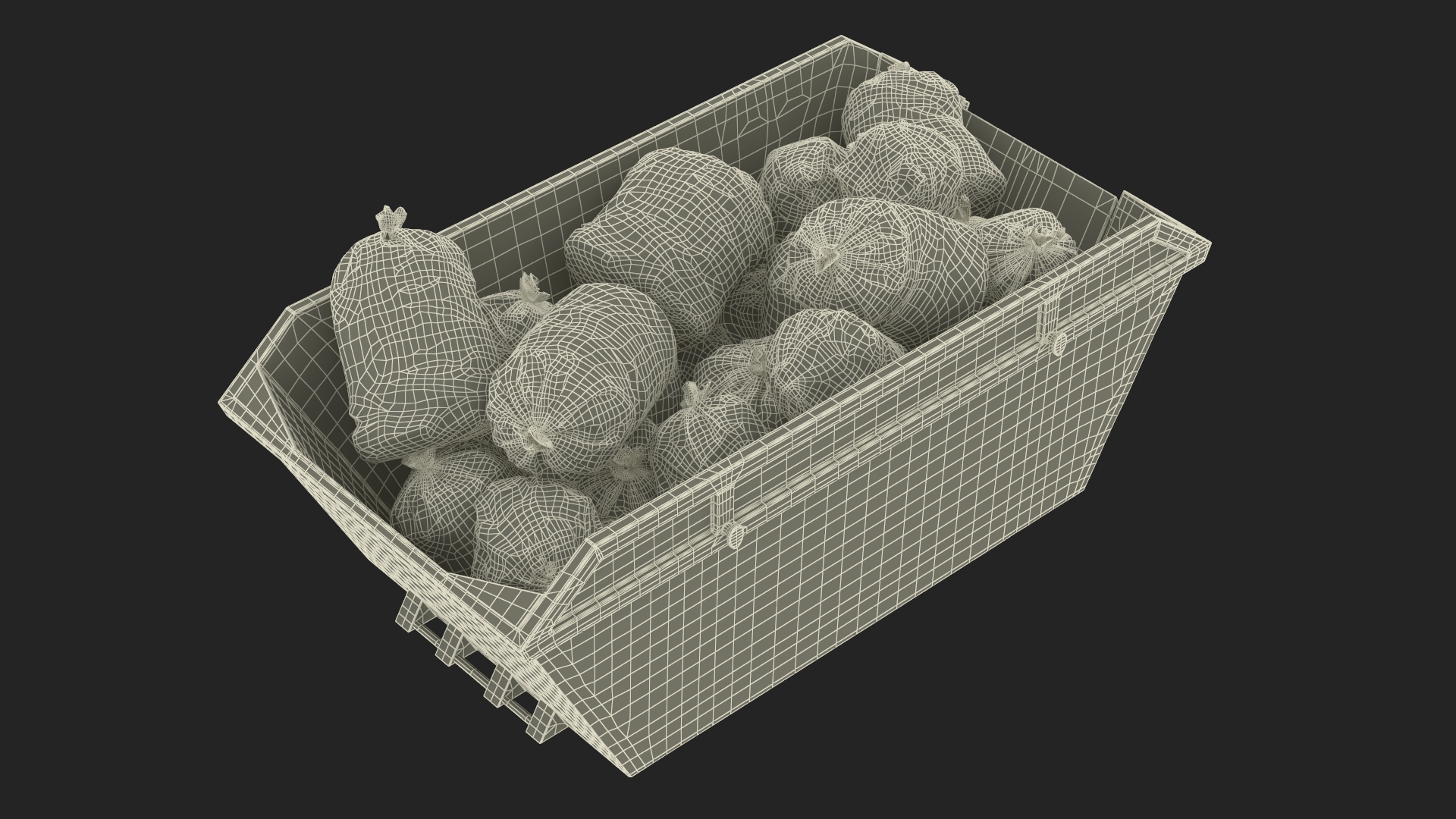 Construction Skip With Debris Used 3D model