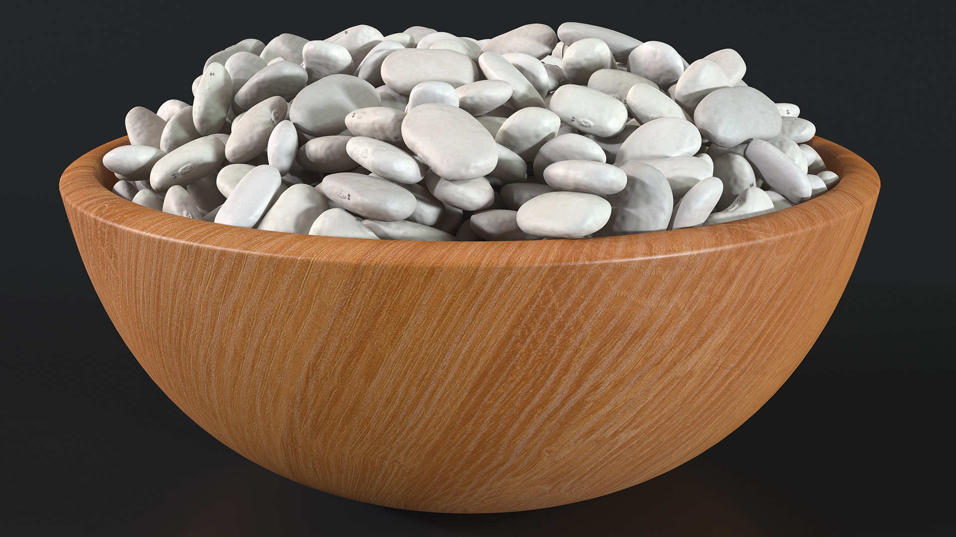3D model White Pea Bean on Wooden Plate