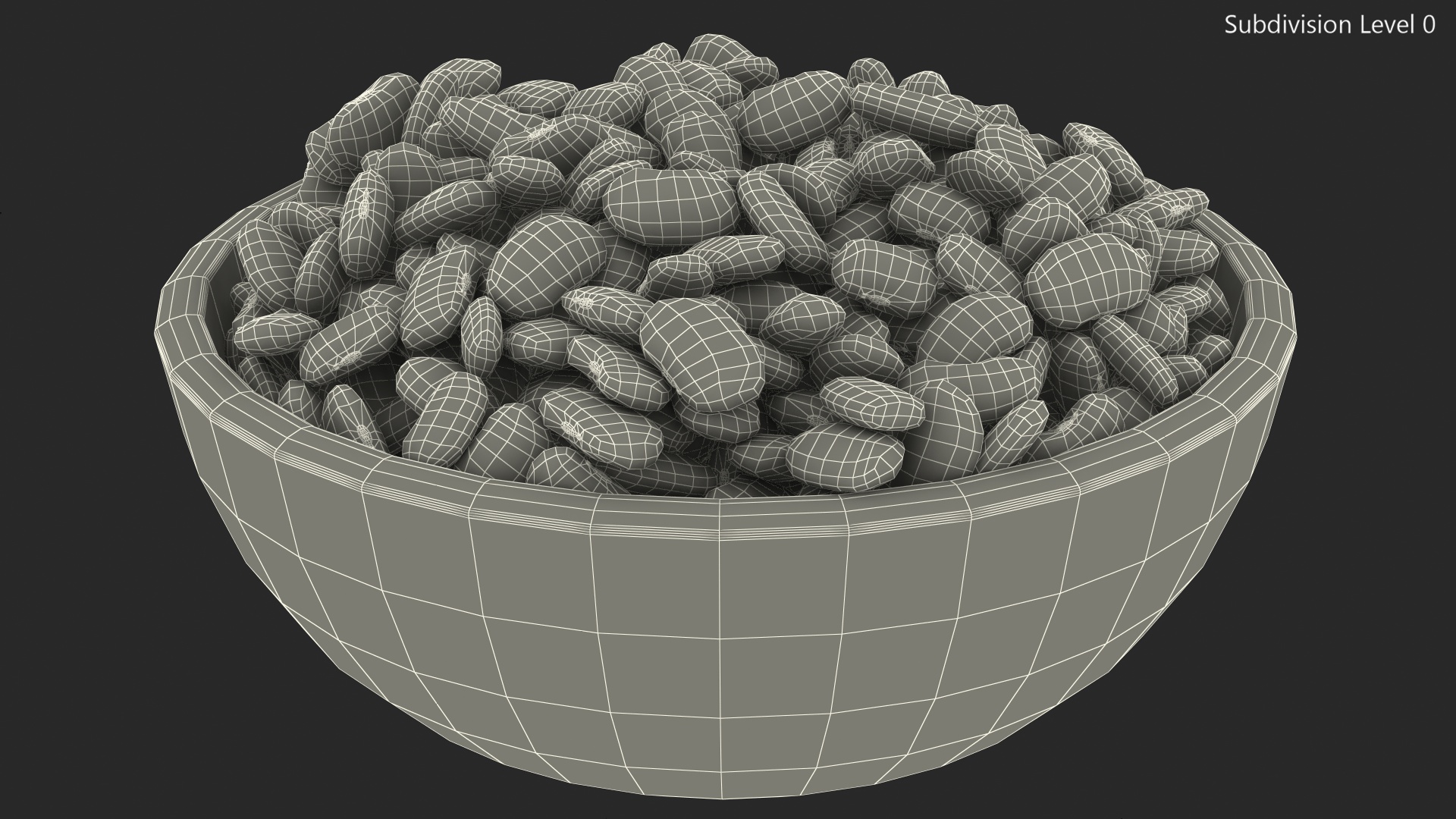3D model White Pea Bean on Wooden Plate