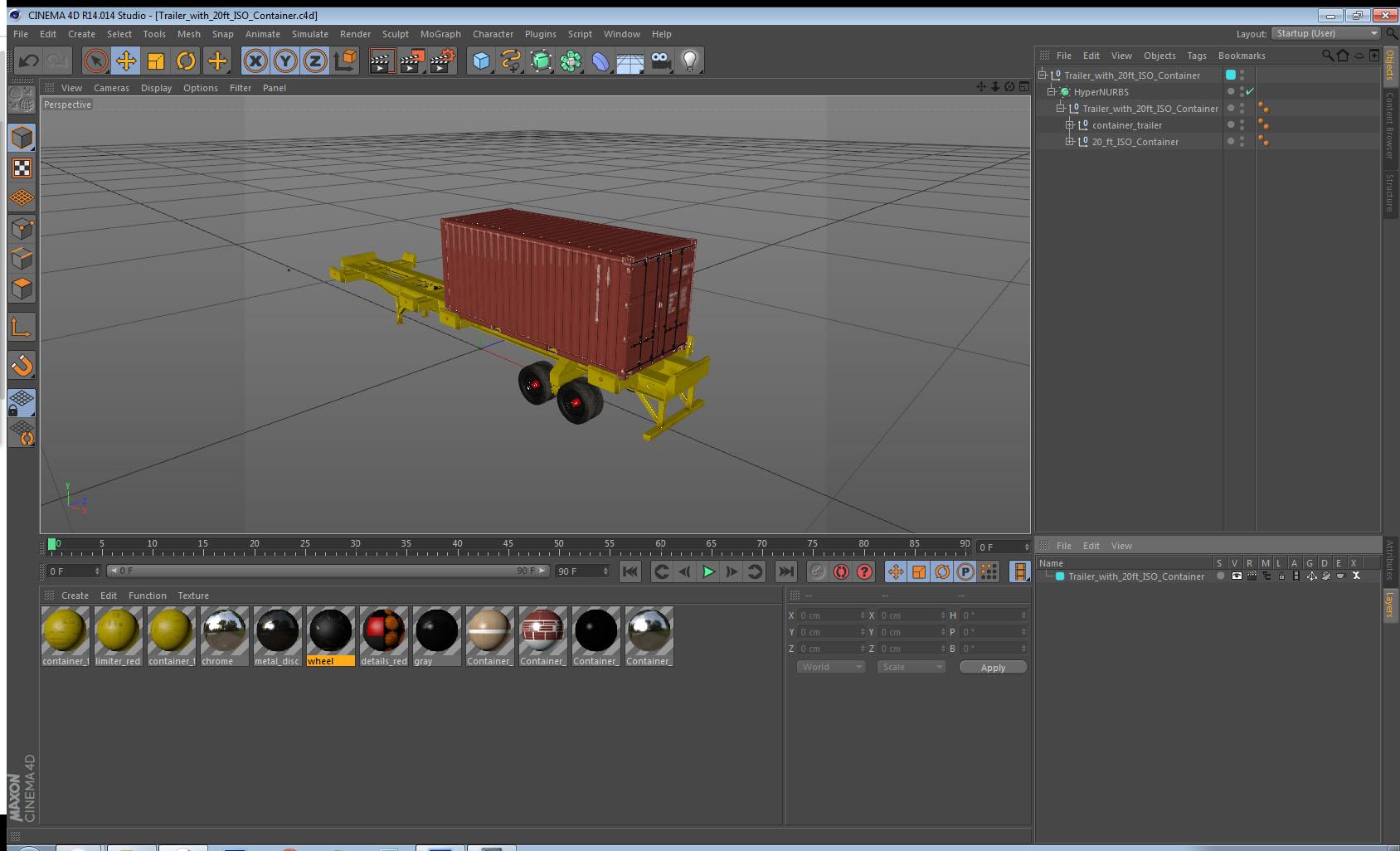 3D Trailer with 20ft ISO Container