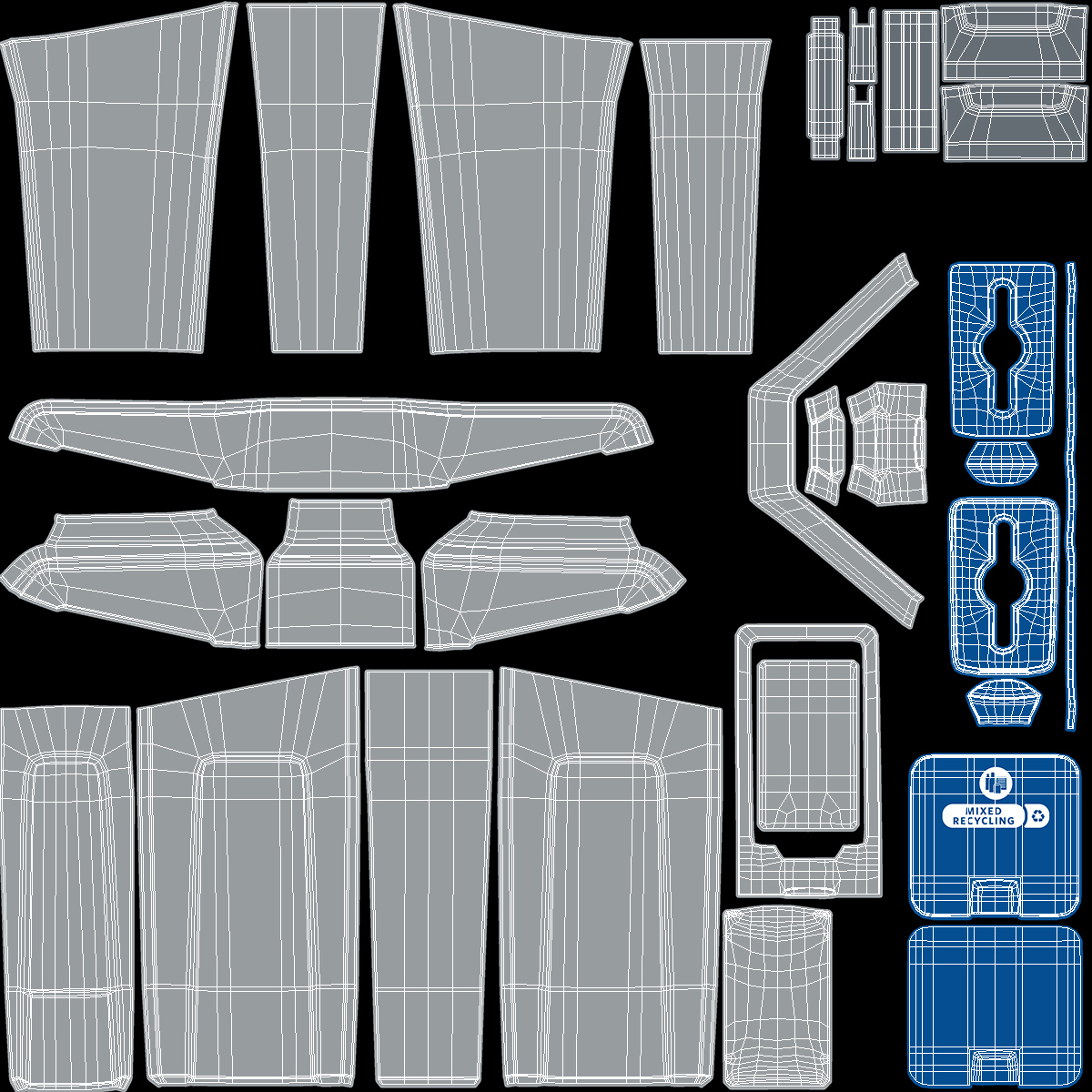 3D Modular Recycling Bins Set