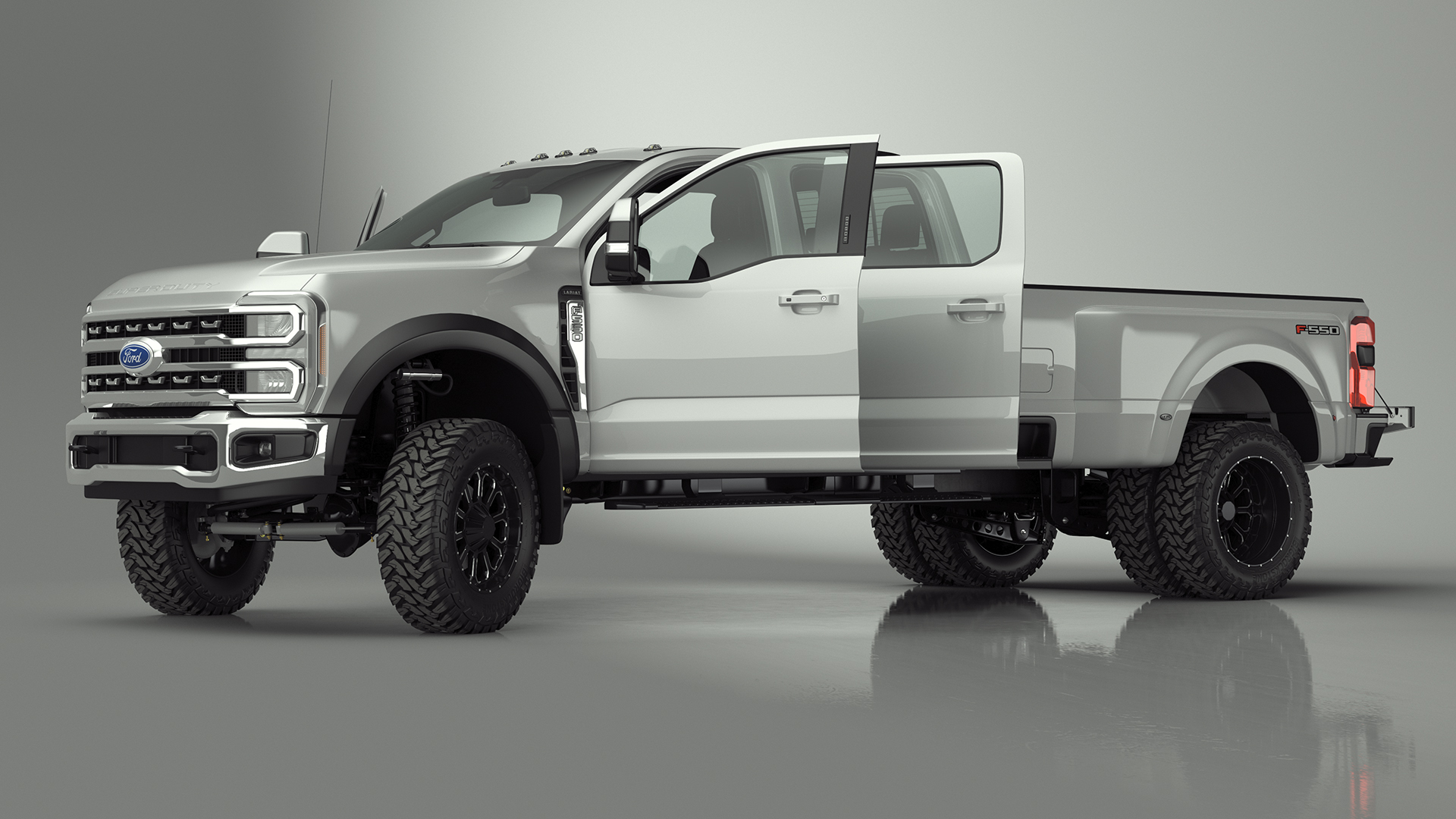 Ford Super Duty F-550 Lariat 2023 Lift Kit Gray Rigged 3D model