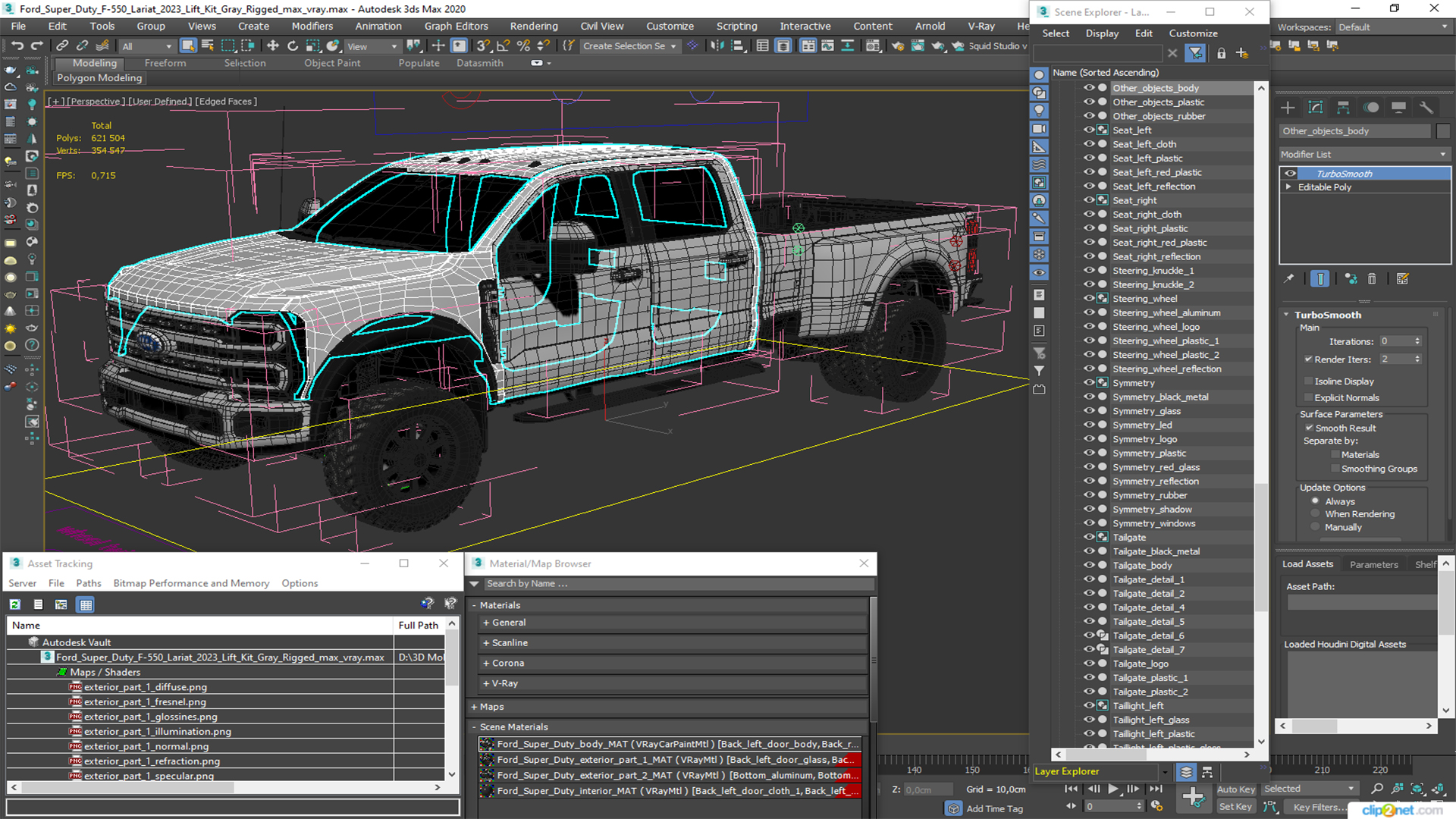 Ford Super Duty F-550 Lariat 2023 Lift Kit Gray Rigged 3D model