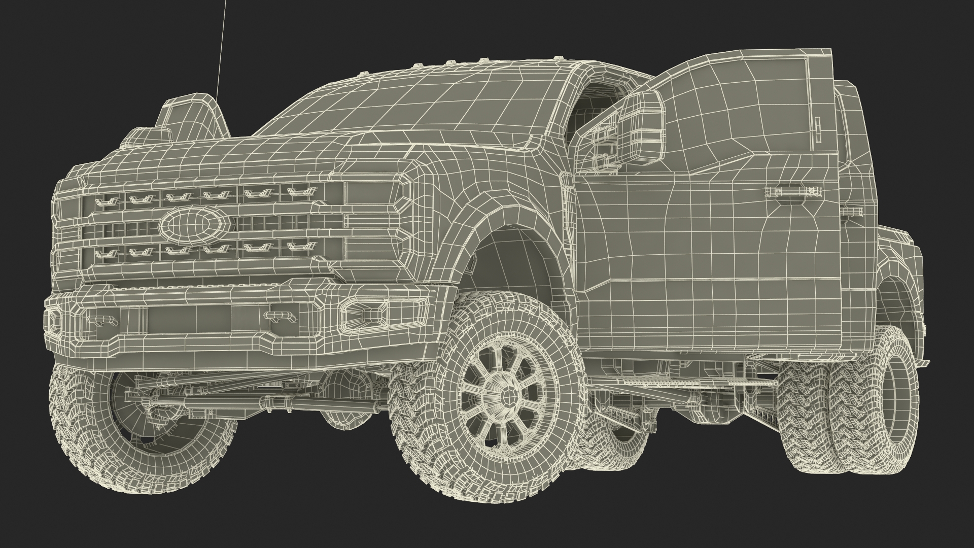 Ford Super Duty F-550 Lariat 2023 Lift Kit Gray Rigged 3D model