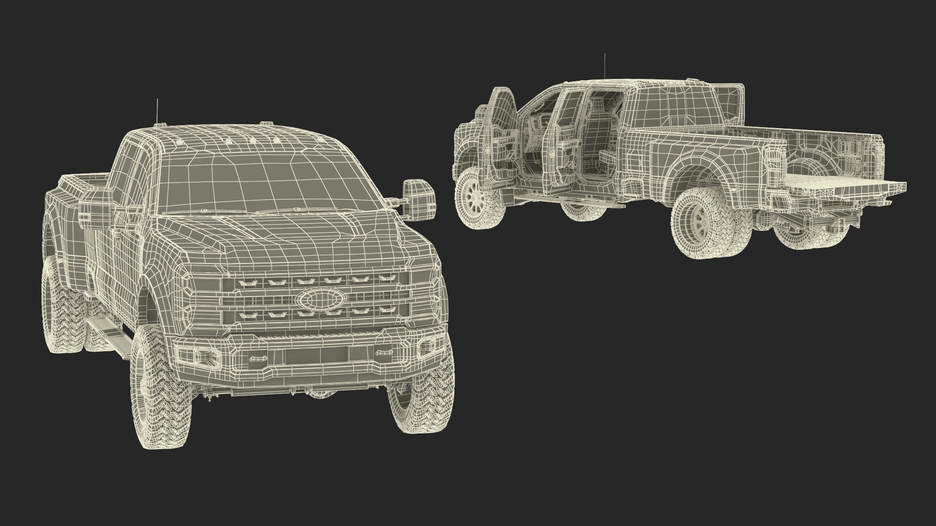 Ford Super Duty F-550 Lariat 2023 Lift Kit Gray Rigged 3D model
