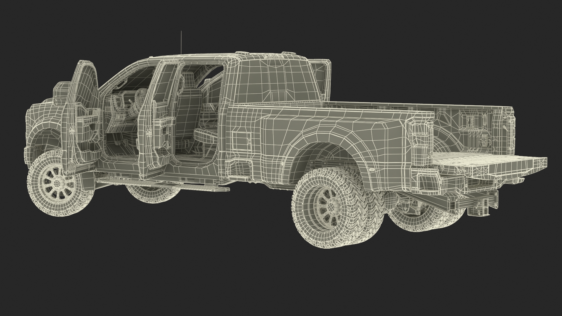 Ford Super Duty F-550 Lariat 2023 Lift Kit Gray Rigged 3D model