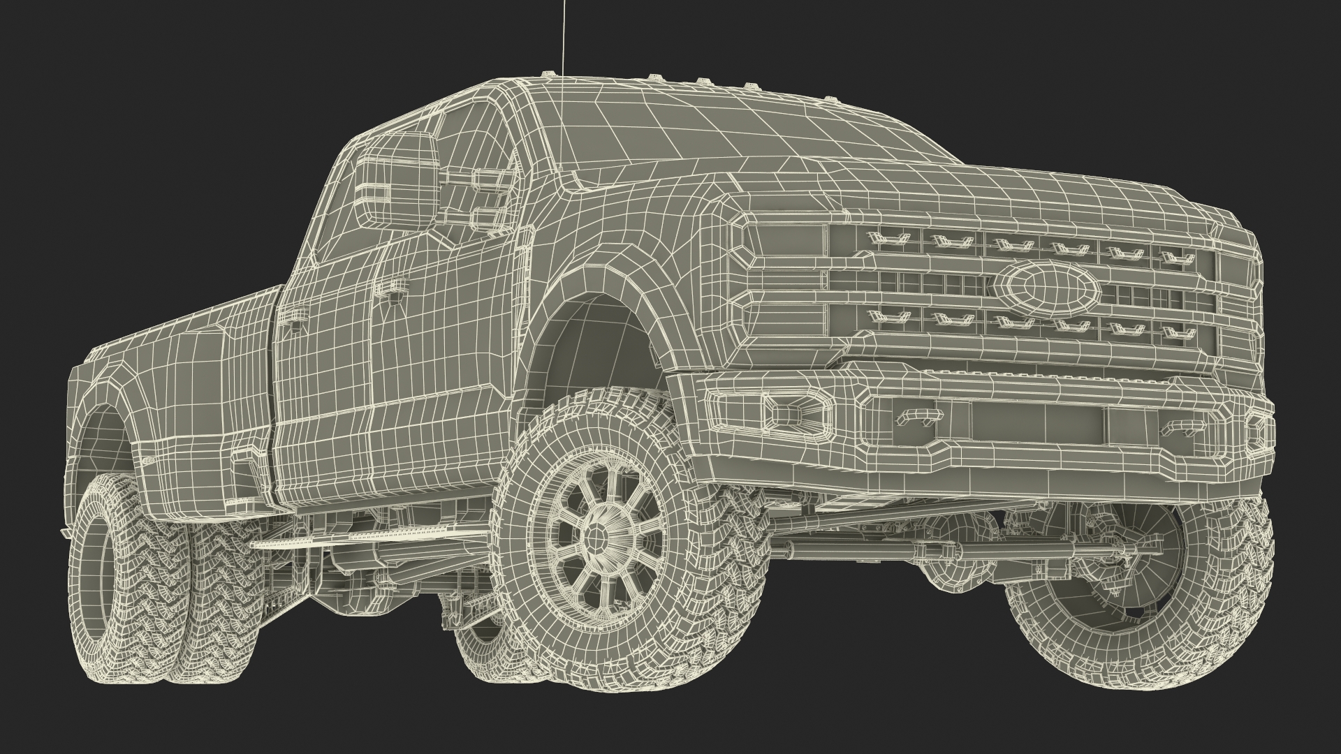 Ford Super Duty F-550 Lariat 2023 Lift Kit Gray Rigged 3D model