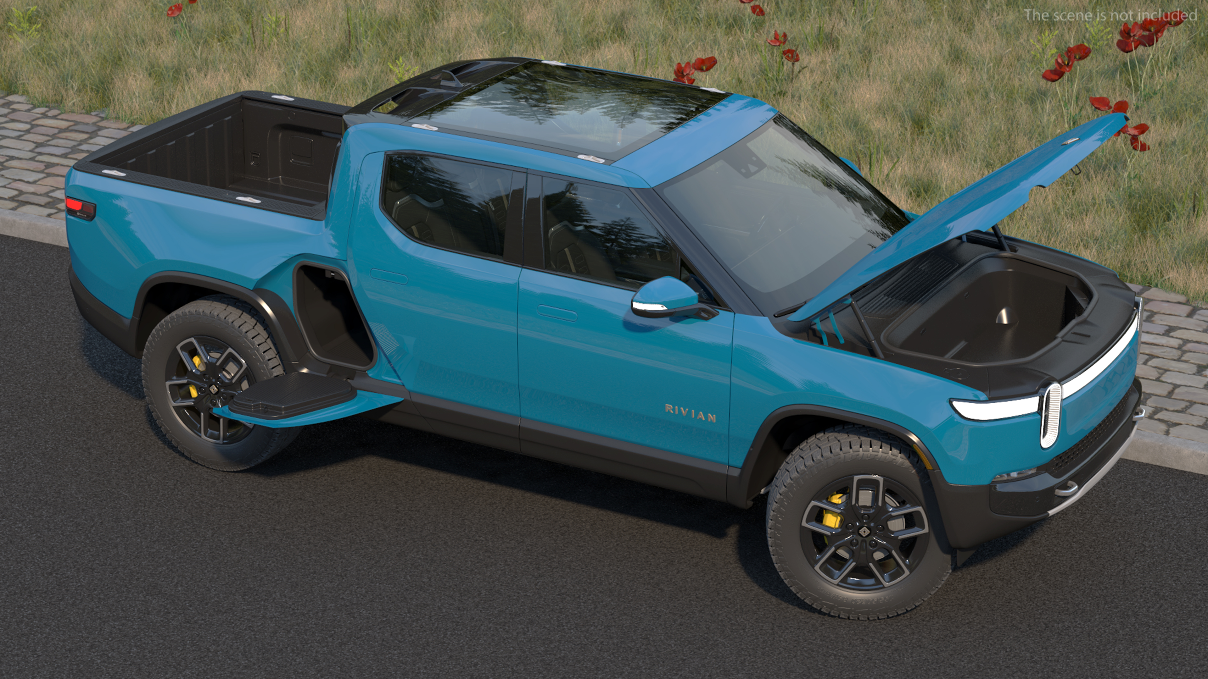 2023 Rivian R1T Pickup Blue Rigged 3D model