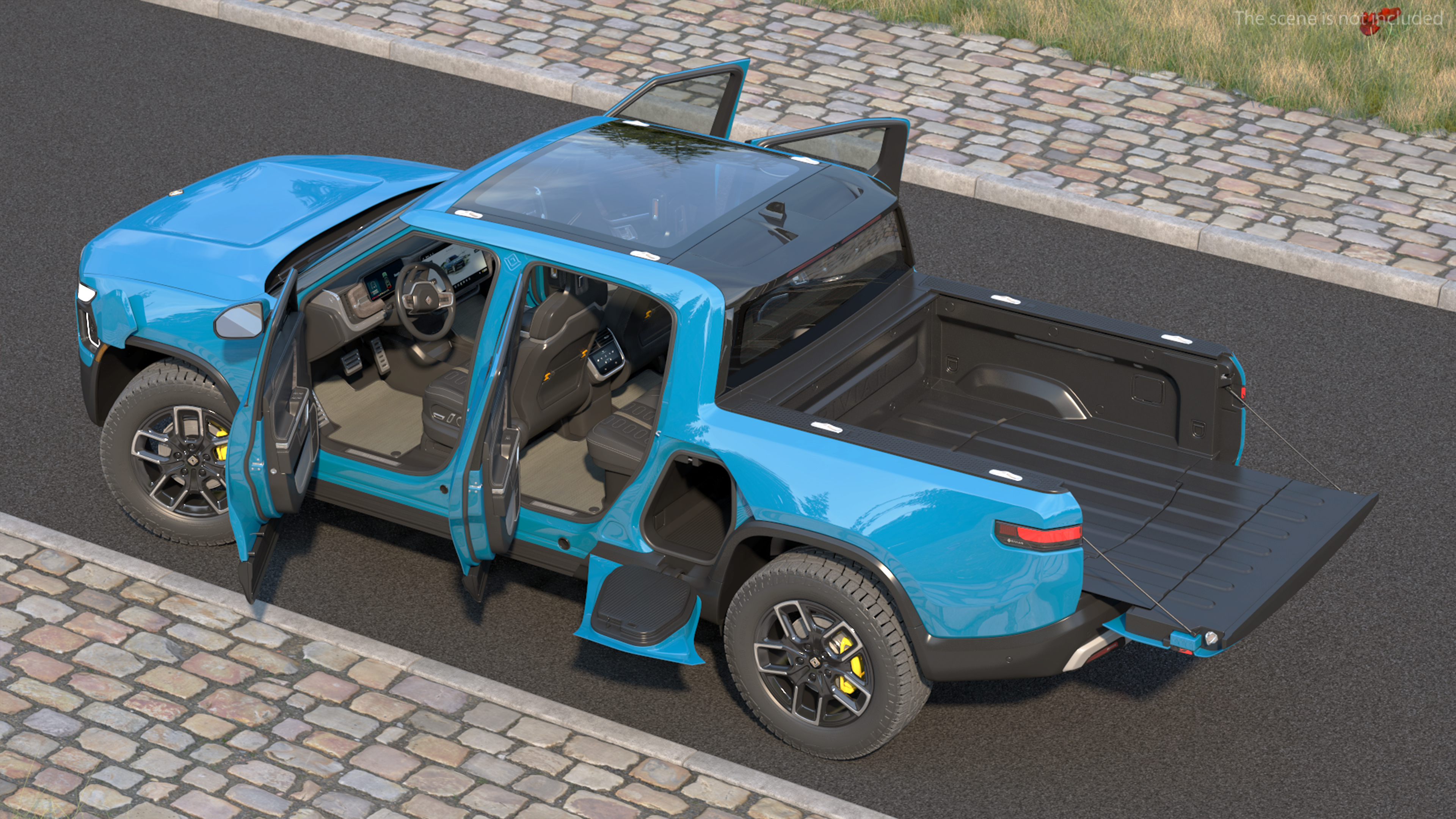 2023 Rivian R1T Pickup Blue Rigged 3D model