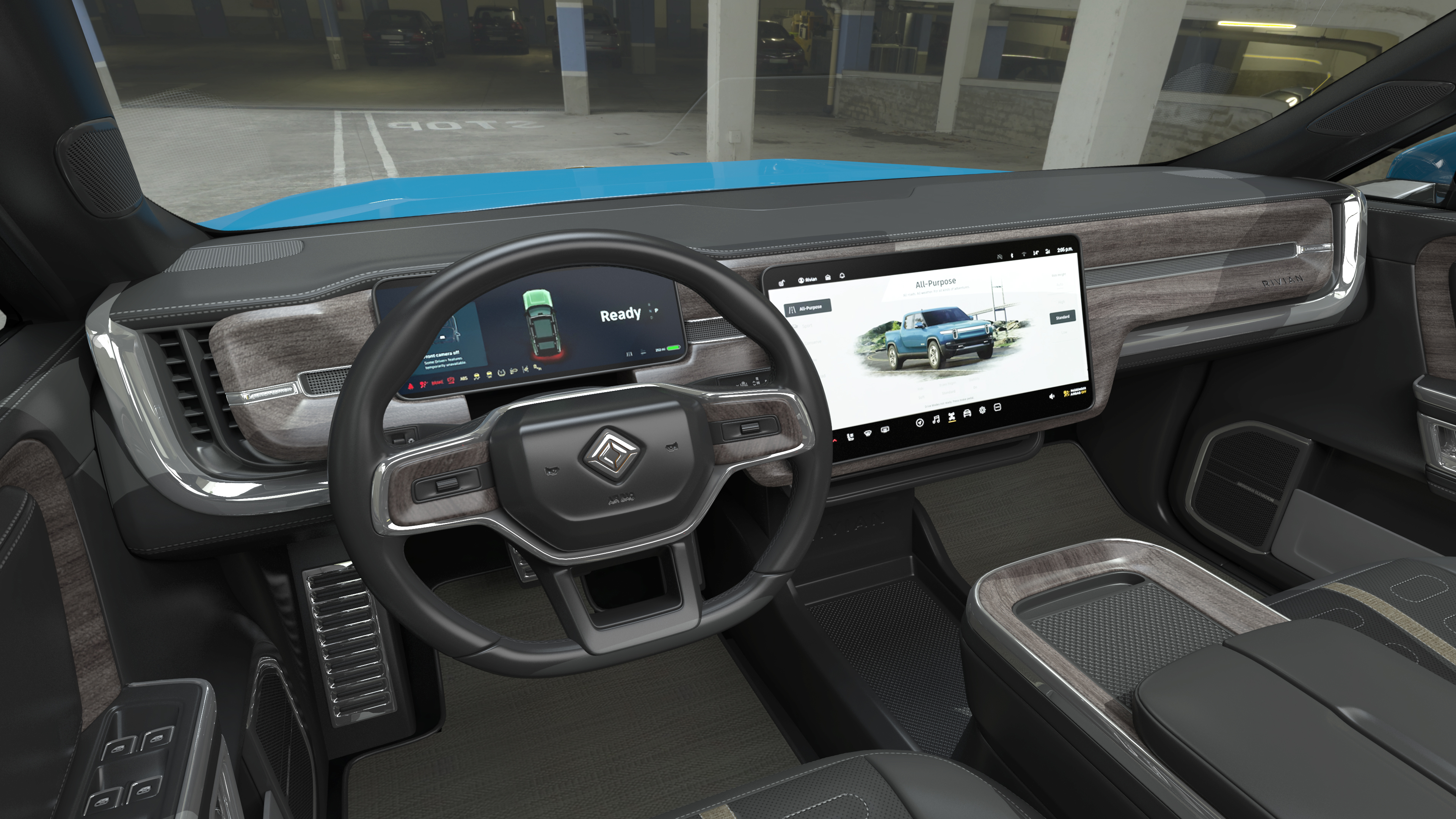 2023 Rivian R1T Pickup Blue Rigged 3D model