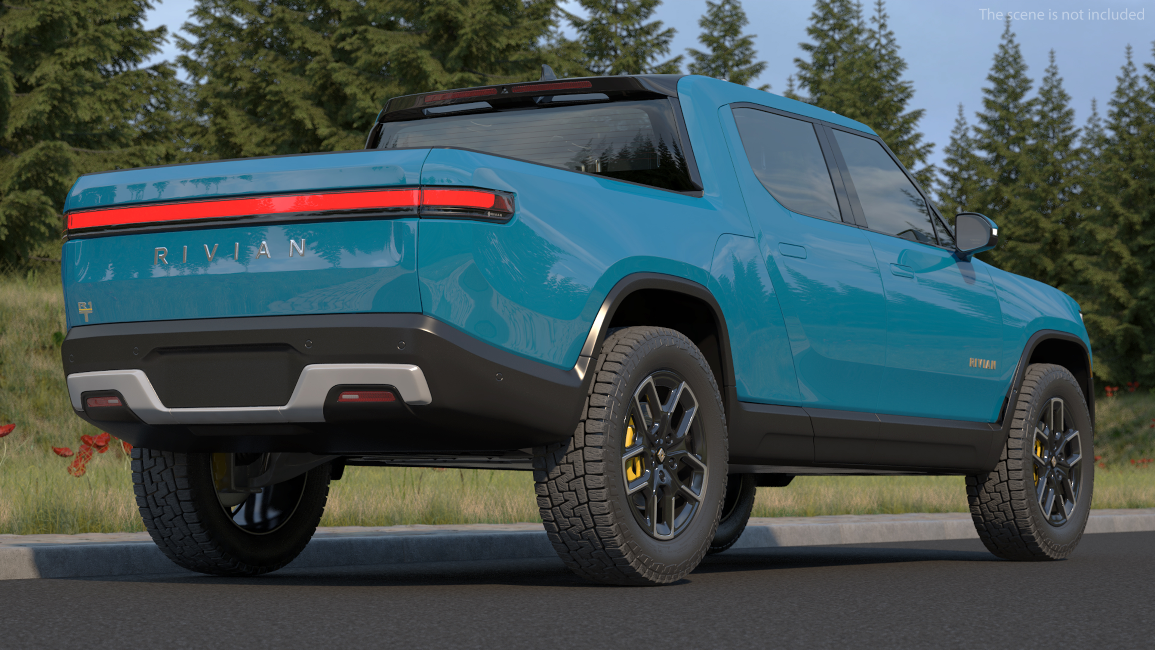 2023 Rivian R1T Pickup Blue Rigged 3D model