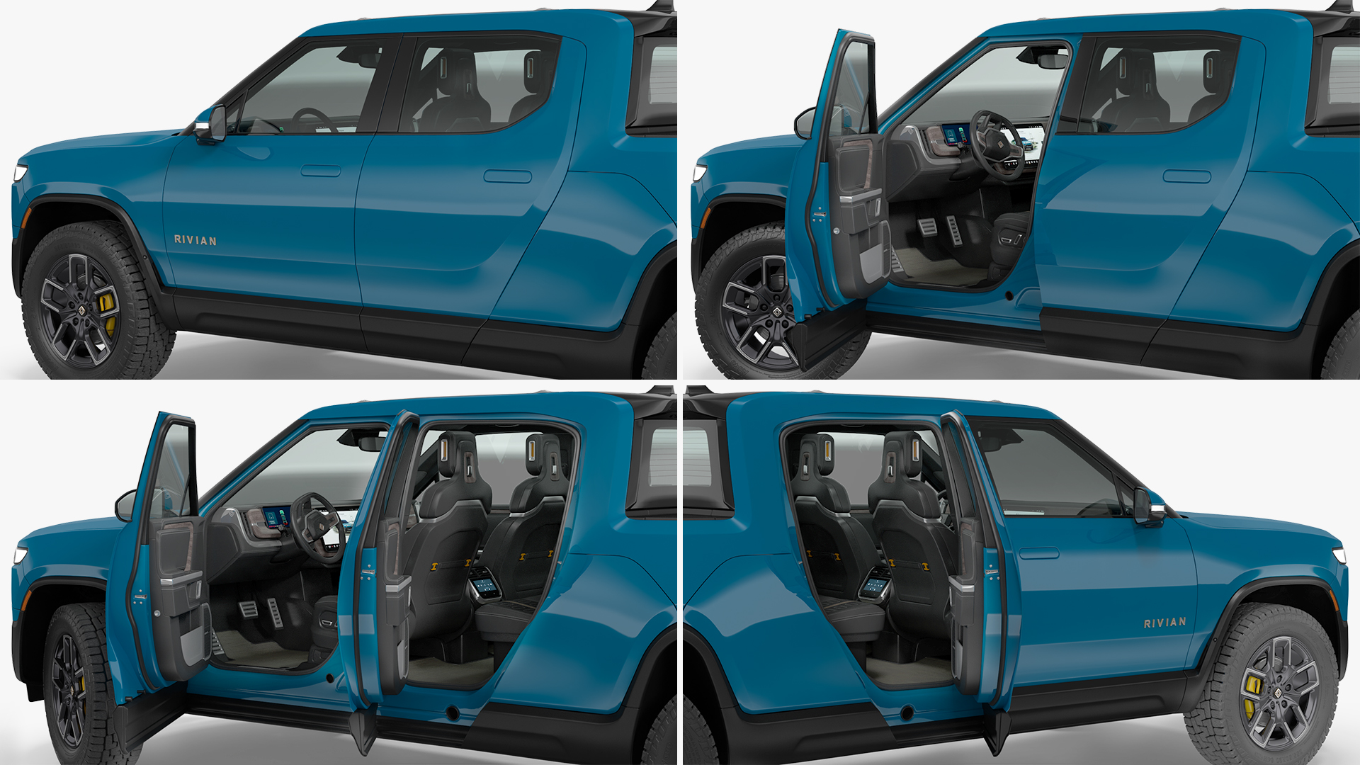 2023 Rivian R1T Pickup Blue Rigged 3D model