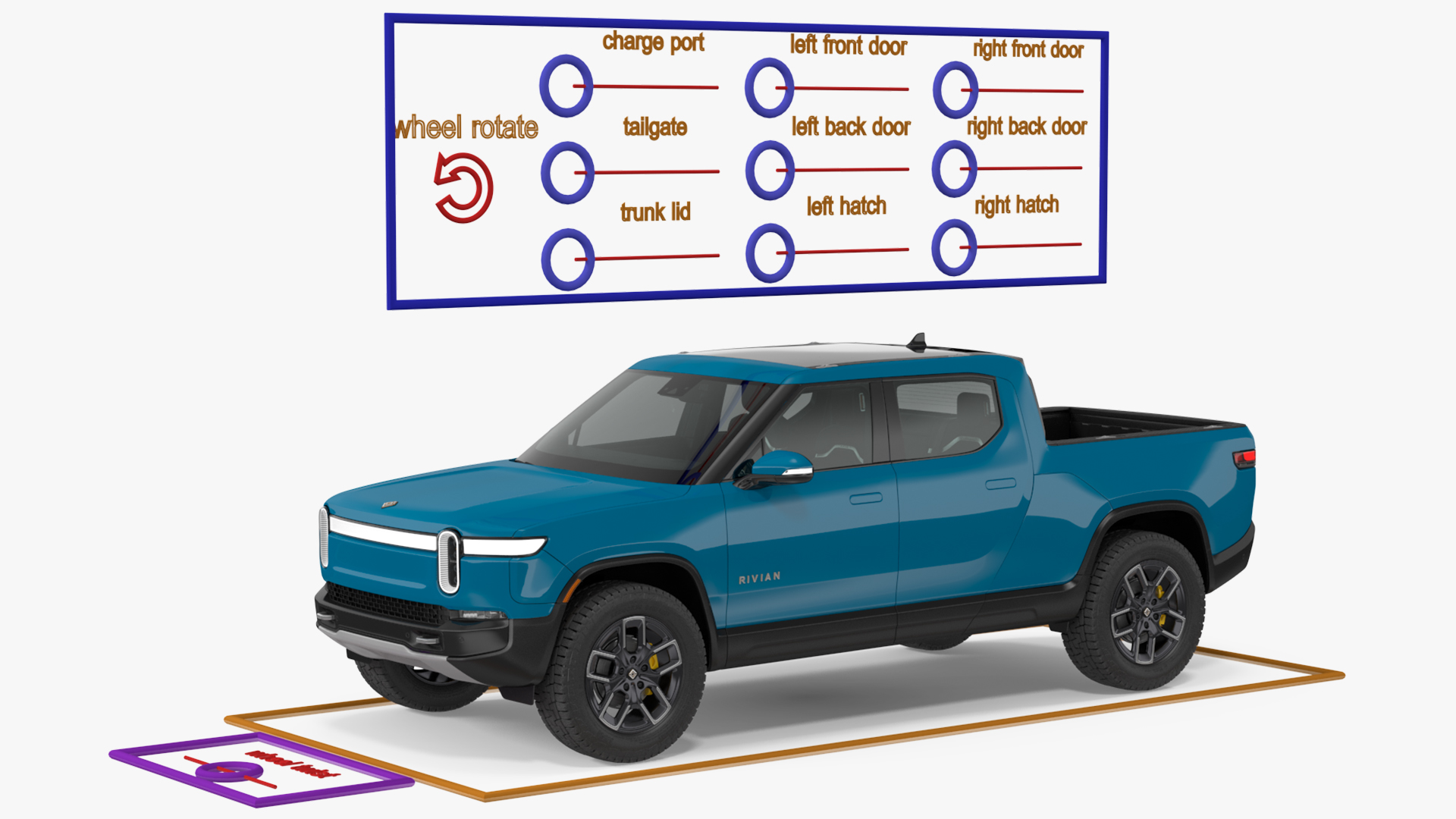 2023 Rivian R1T Pickup Blue Rigged 3D model
