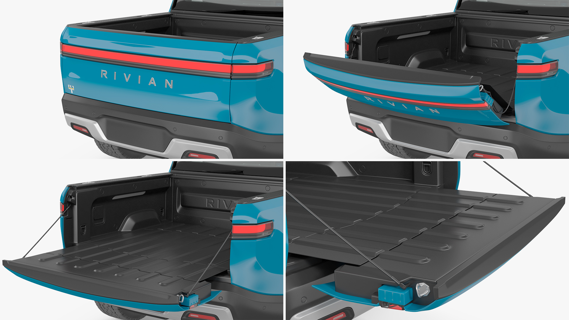 2023 Rivian R1T Pickup Blue Rigged 3D model