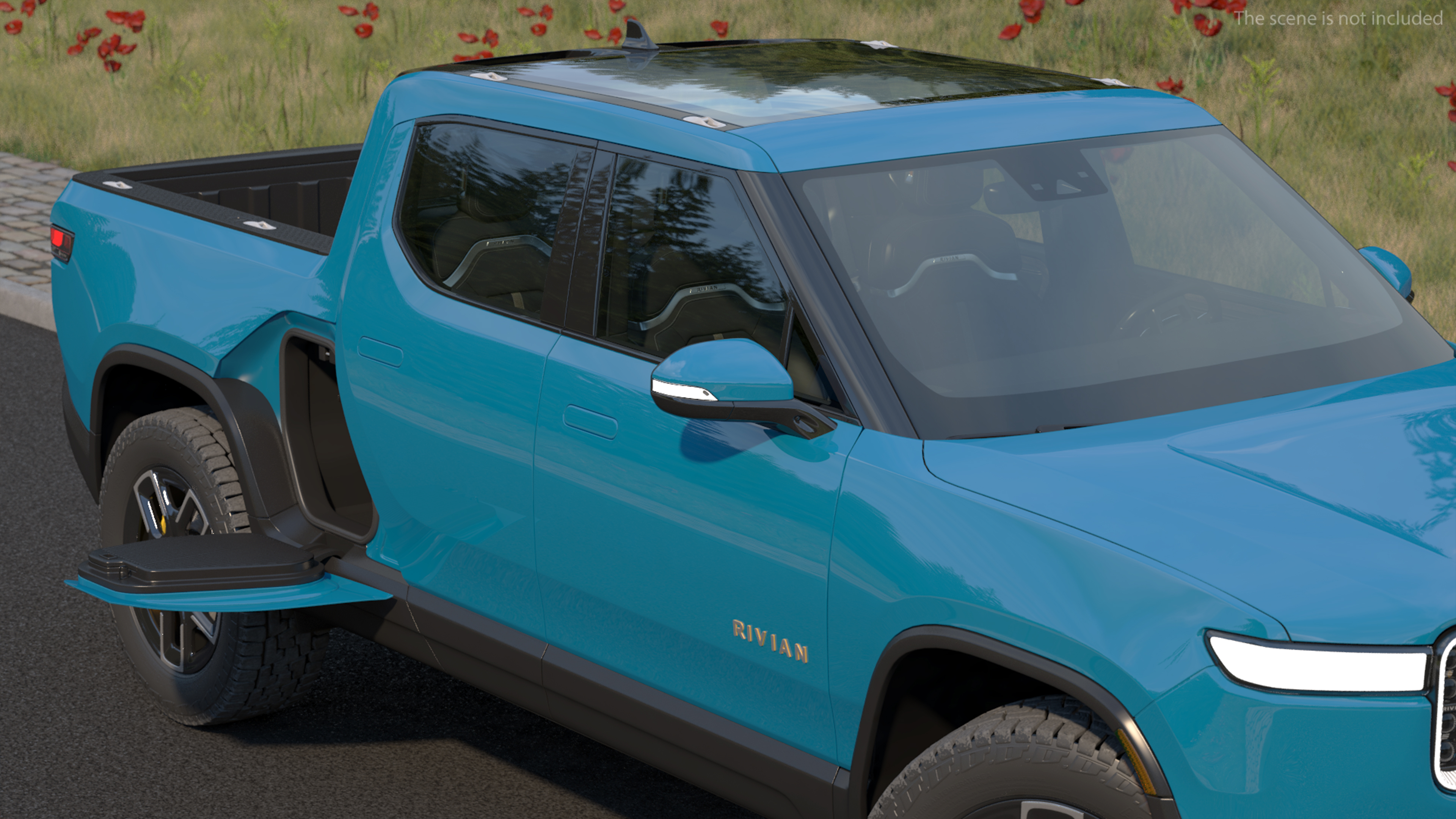 2023 Rivian R1T Pickup Blue Rigged 3D model