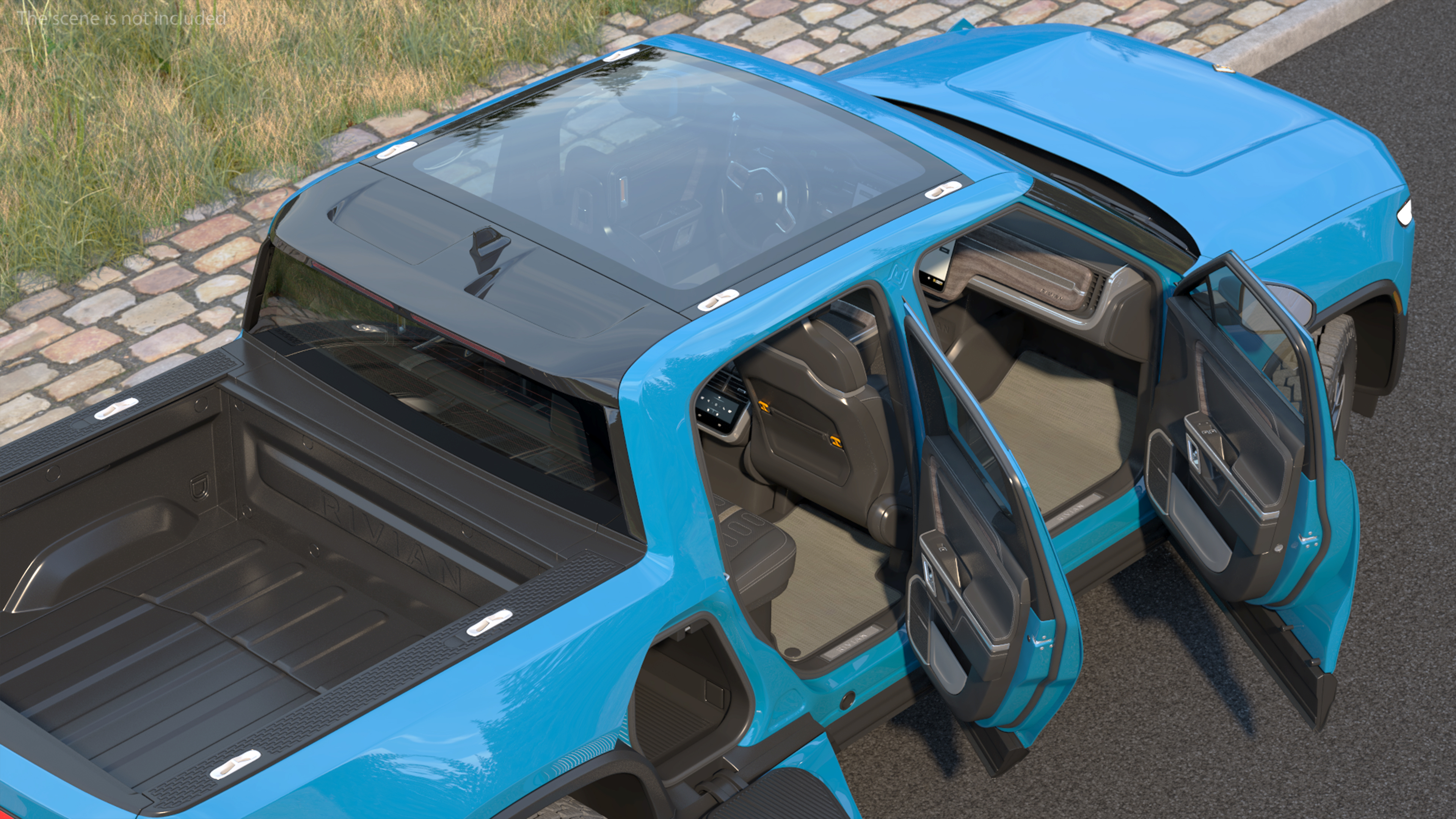 2023 Rivian R1T Pickup Blue Rigged 3D model