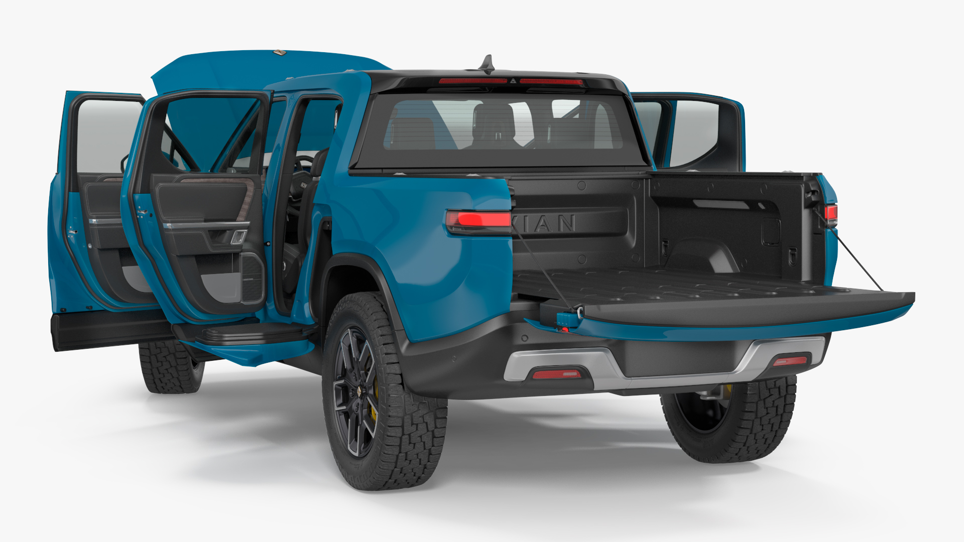 2023 Rivian R1T Pickup Blue Rigged 3D model