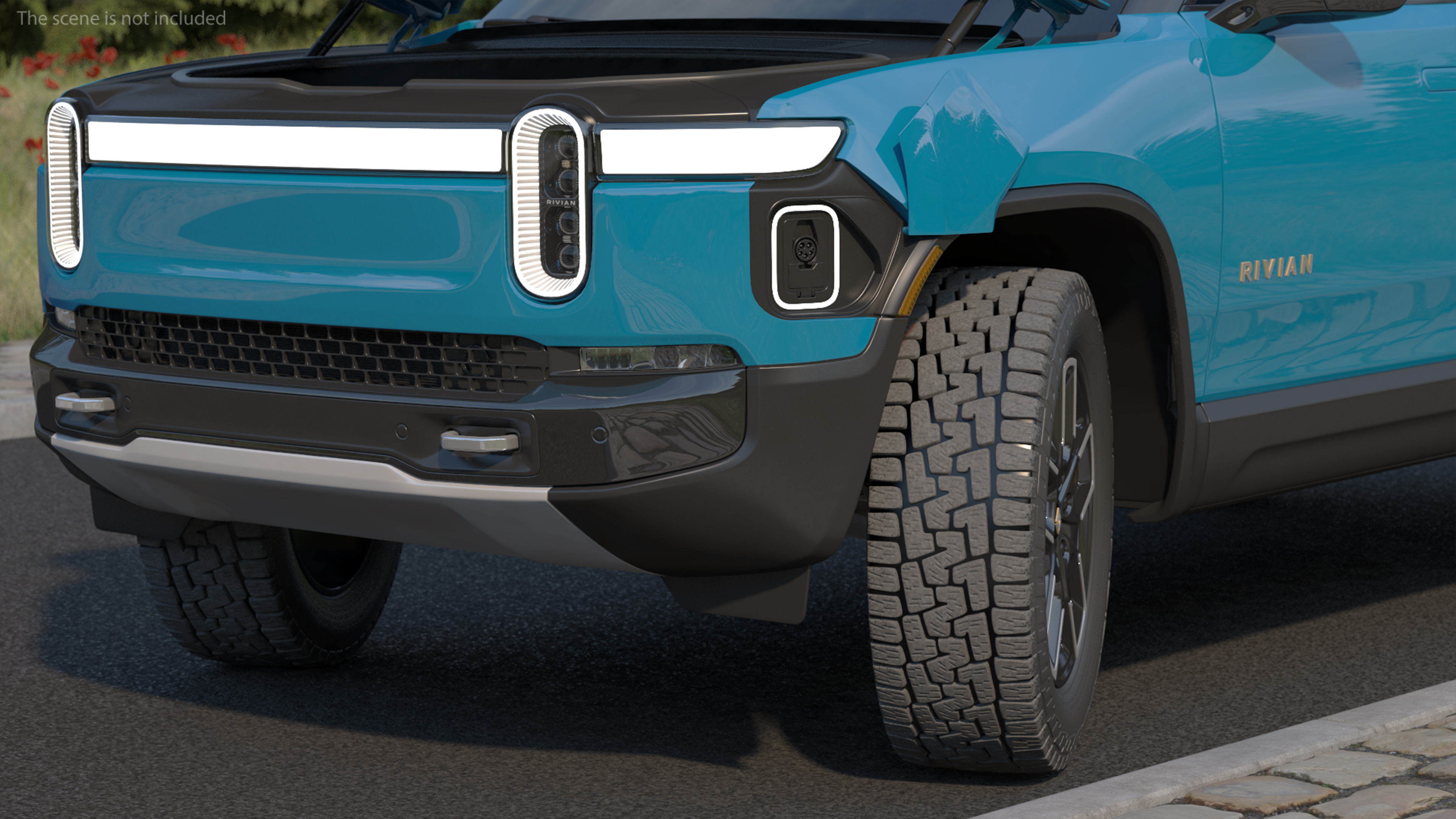 2023 Rivian R1T Pickup Blue Rigged 3D model