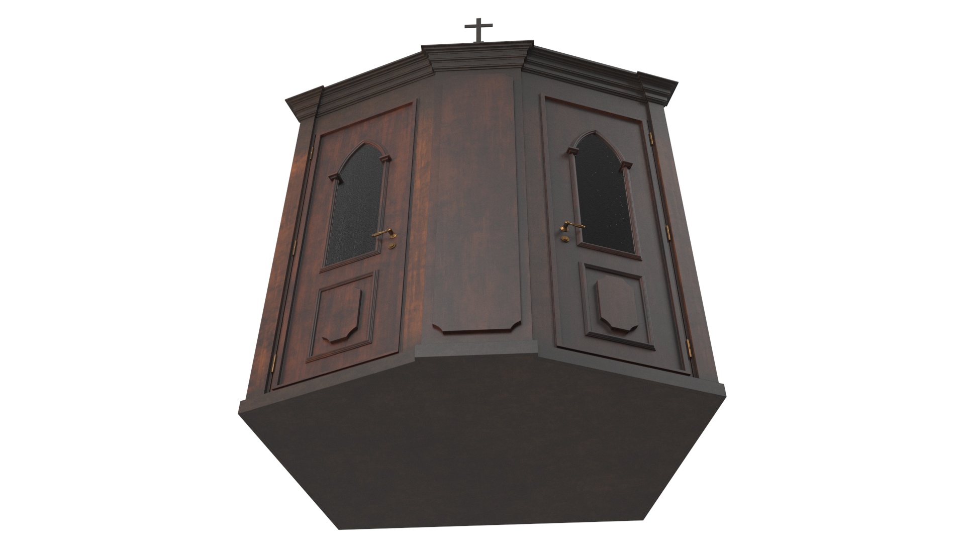 3D Classic Confessional Booth Dark Wood
