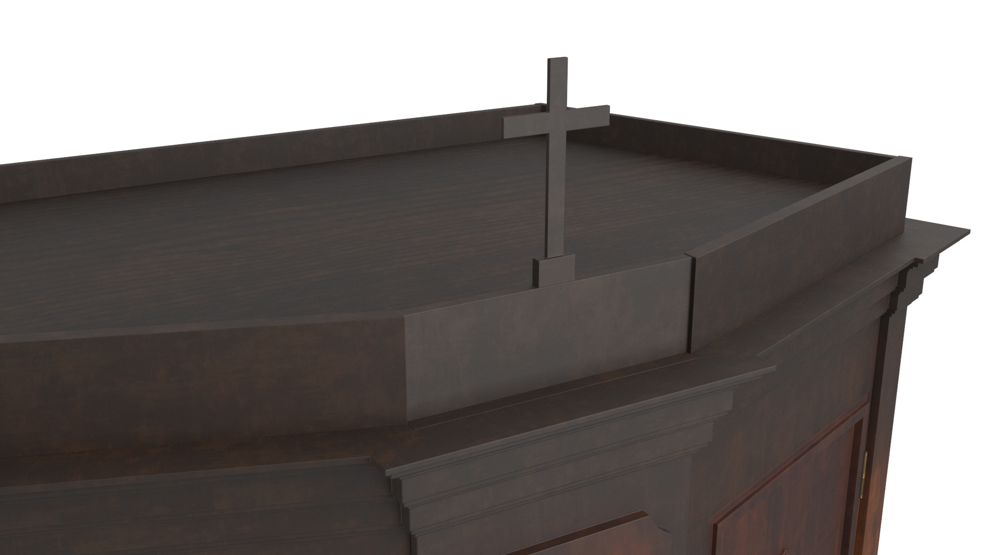 3D Classic Confessional Booth Dark Wood