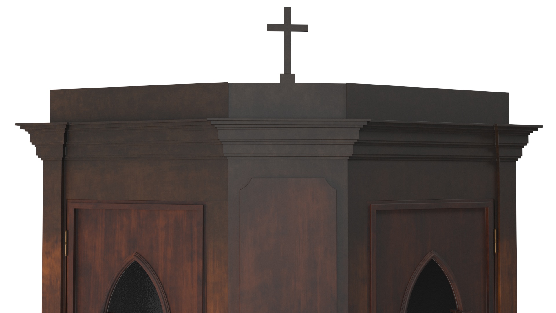 3D Classic Confessional Booth Dark Wood