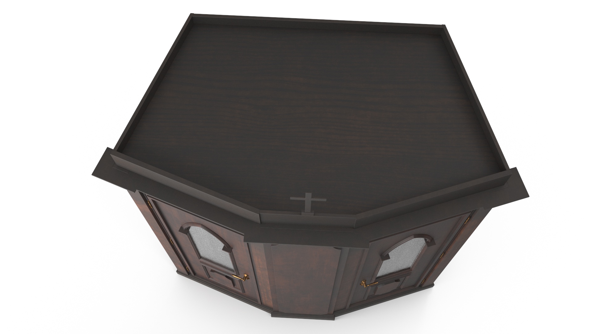 3D Classic Confessional Booth Dark Wood