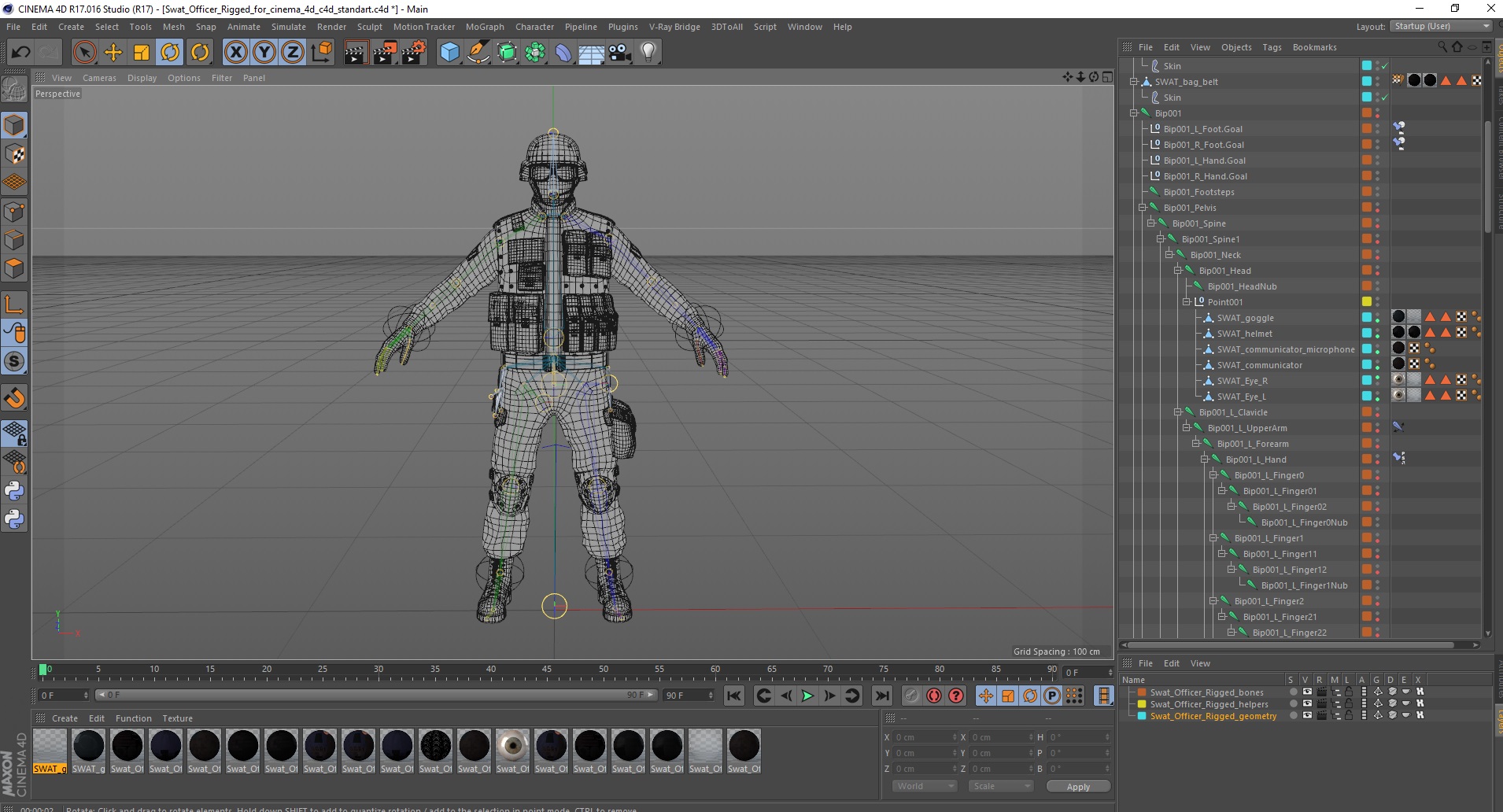 3D Swat Officer Rigged for Cinema 4D model