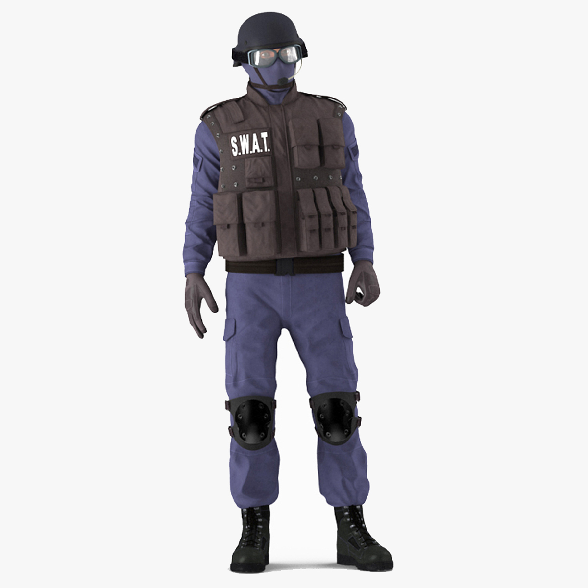3D Swat Officer Rigged for Cinema 4D model