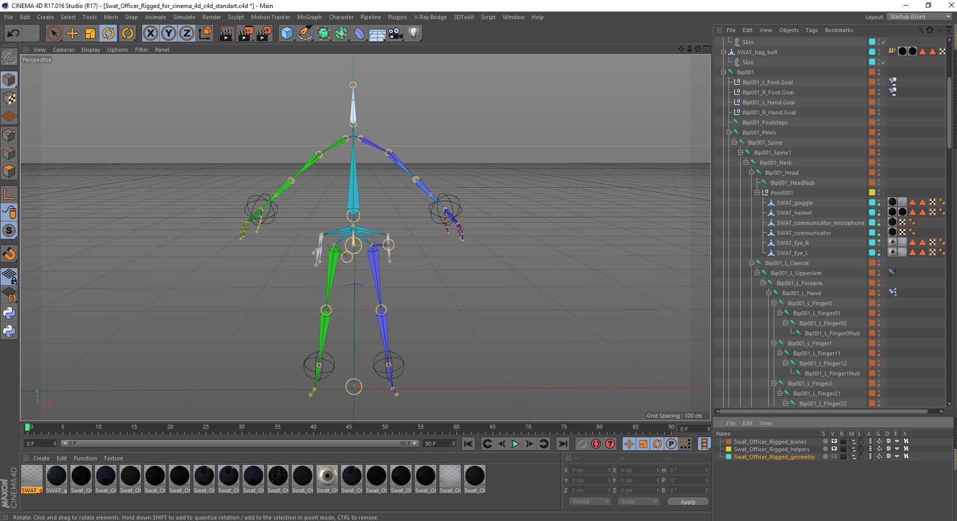 3D Swat Officer Rigged for Cinema 4D model