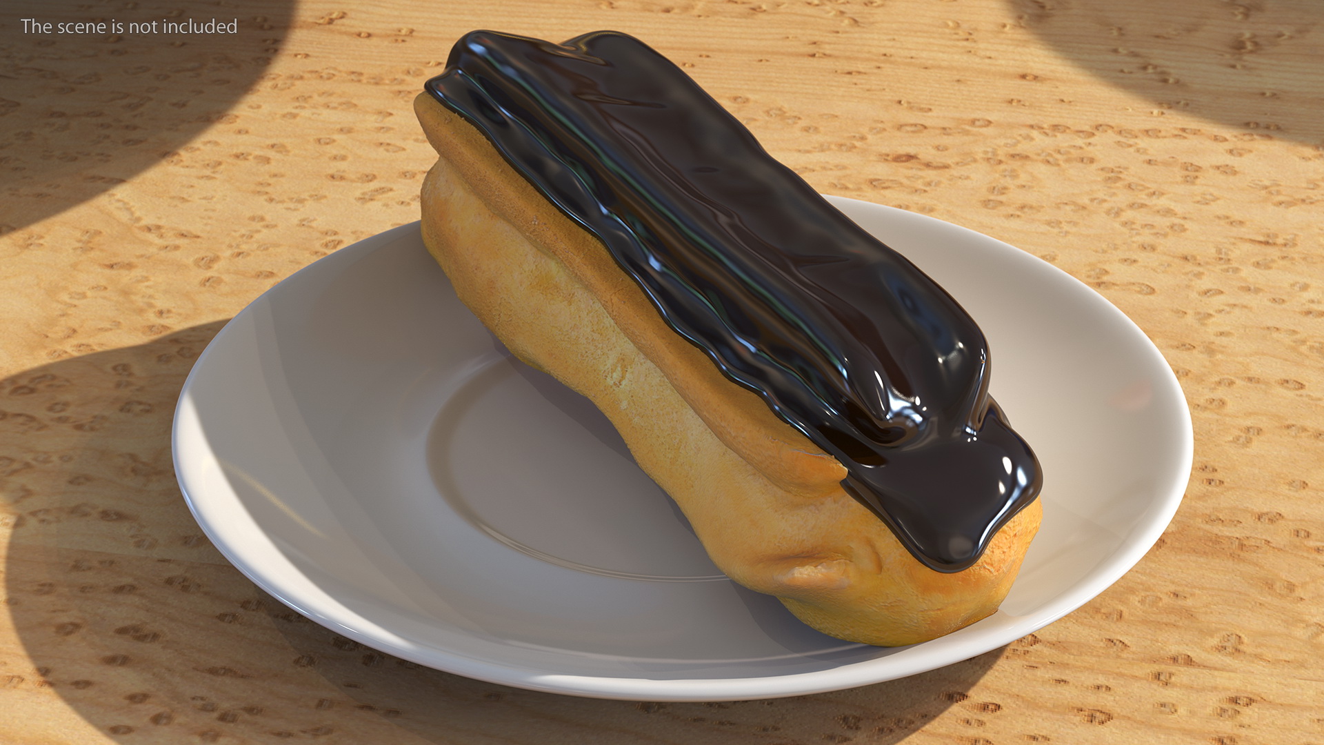 Eclair in Chocolate Glaze with Saucer 3D