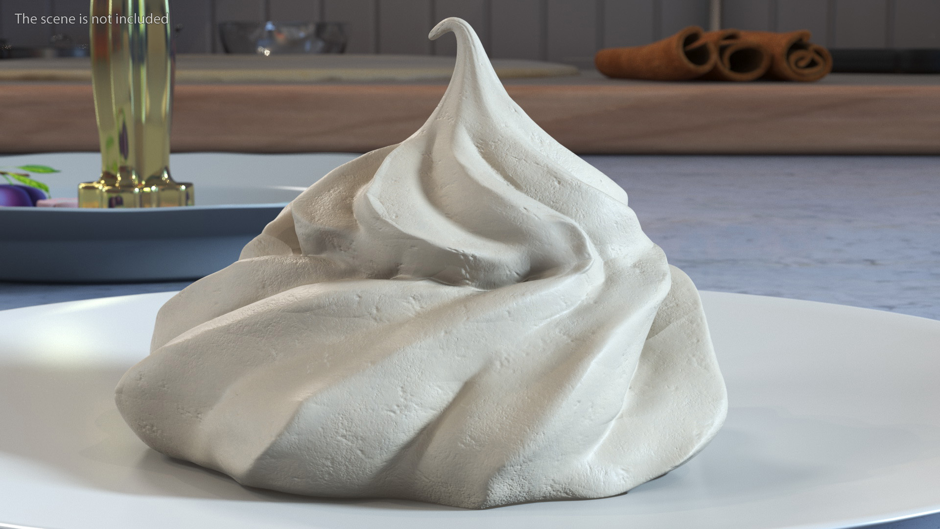 3D Caramel Meringue Ice Cream Cone