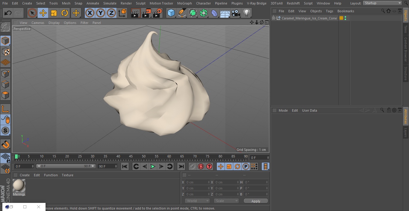 3D Caramel Meringue Ice Cream Cone