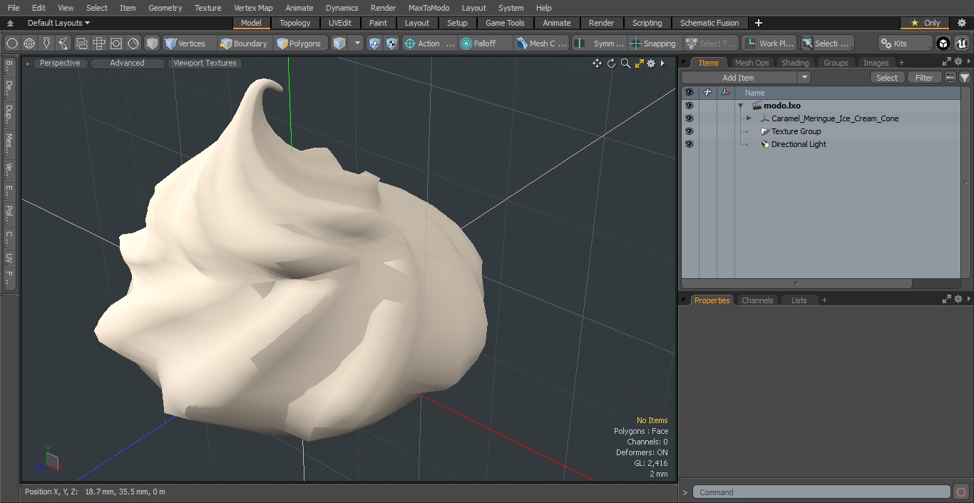 3D Caramel Meringue Ice Cream Cone