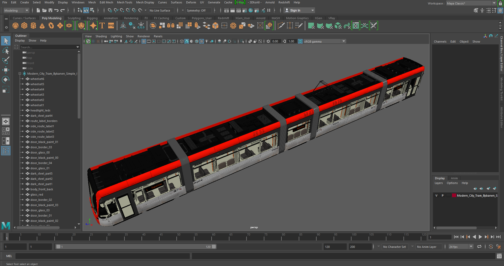 3D model Modern City Tram Bybanen Simple Interior
