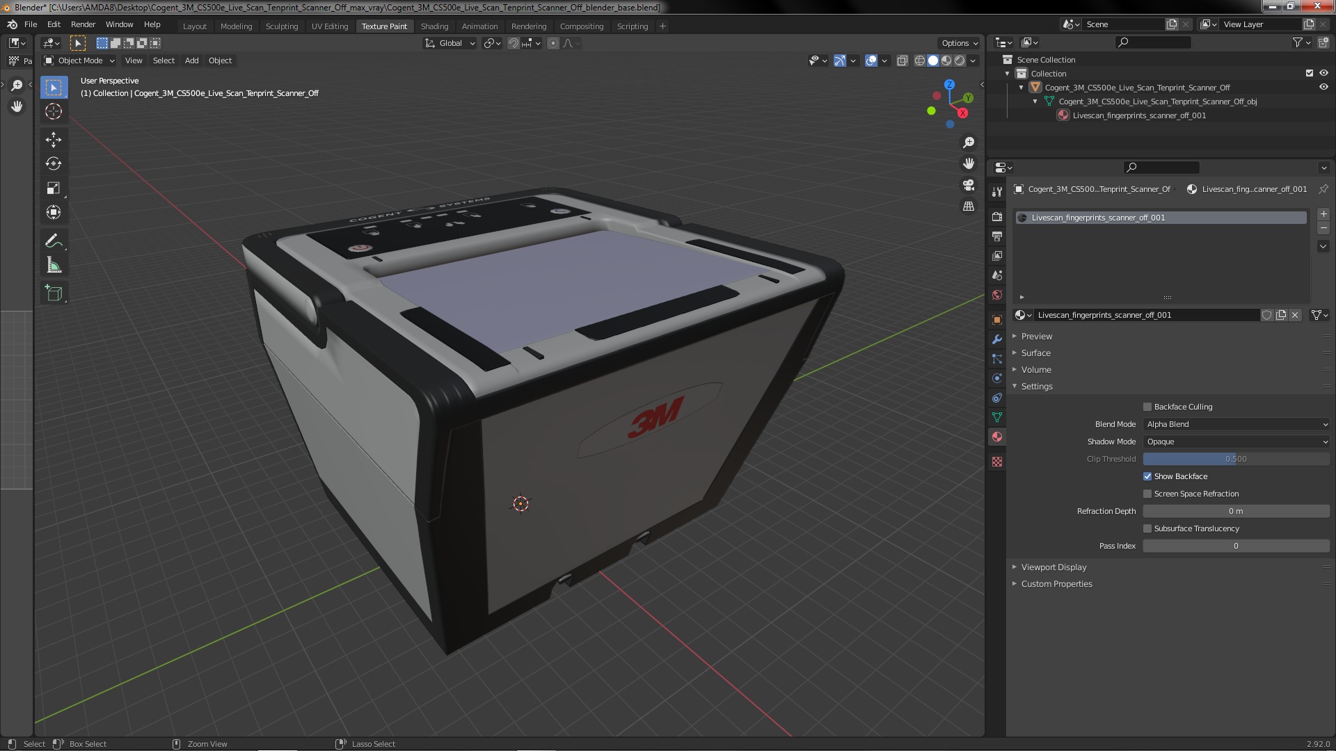 Cogent 3M CS500e Live Scan Tenprint Scanner Off 3D