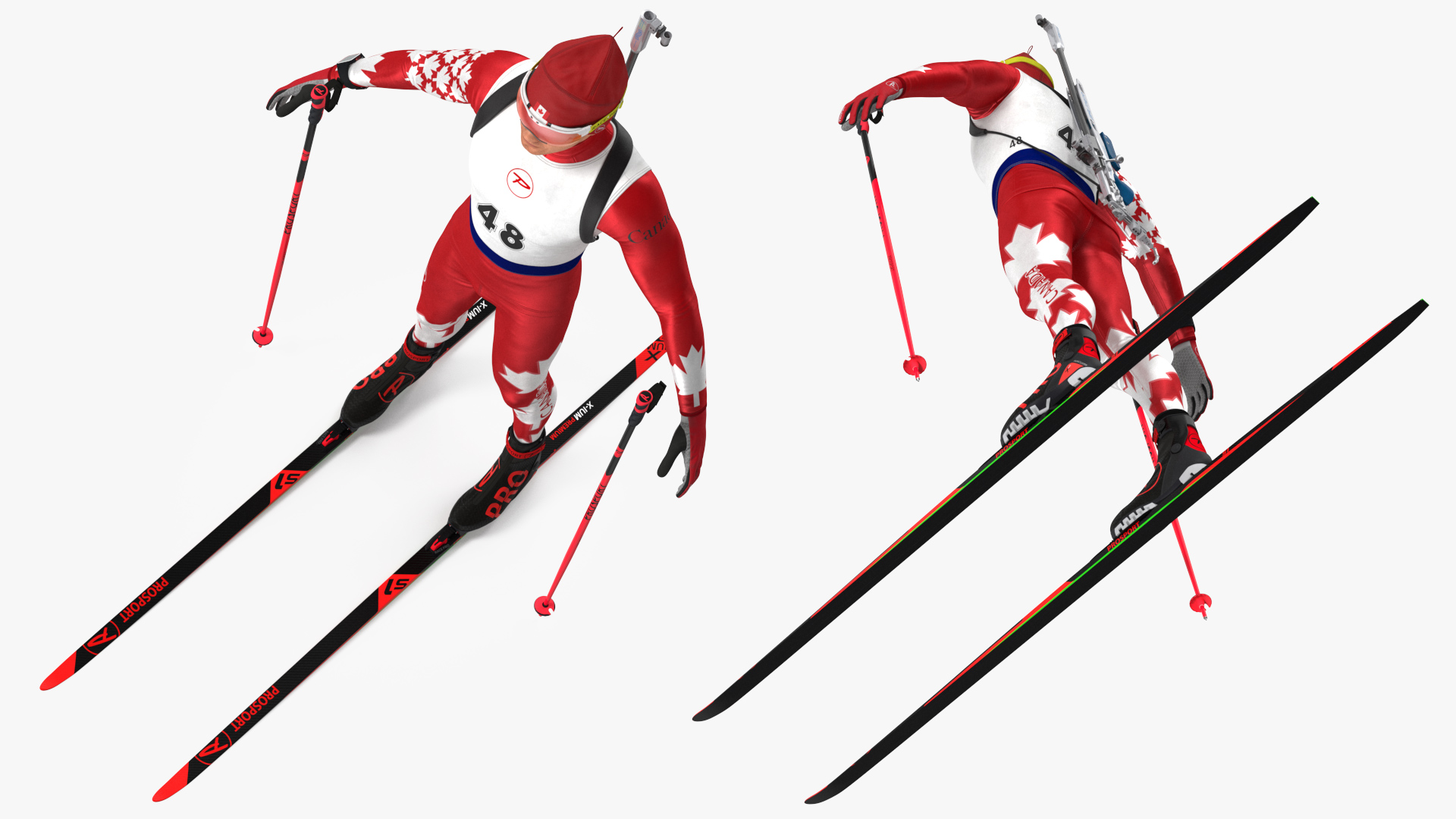 3D Biathlonist Fully Equipped Canada Team Neutral Pose