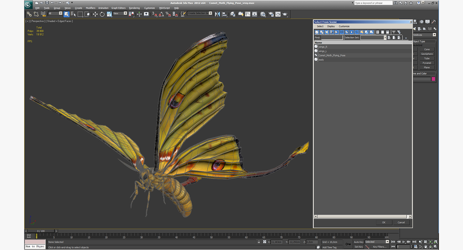 Comet Moth Flying Pose 3D