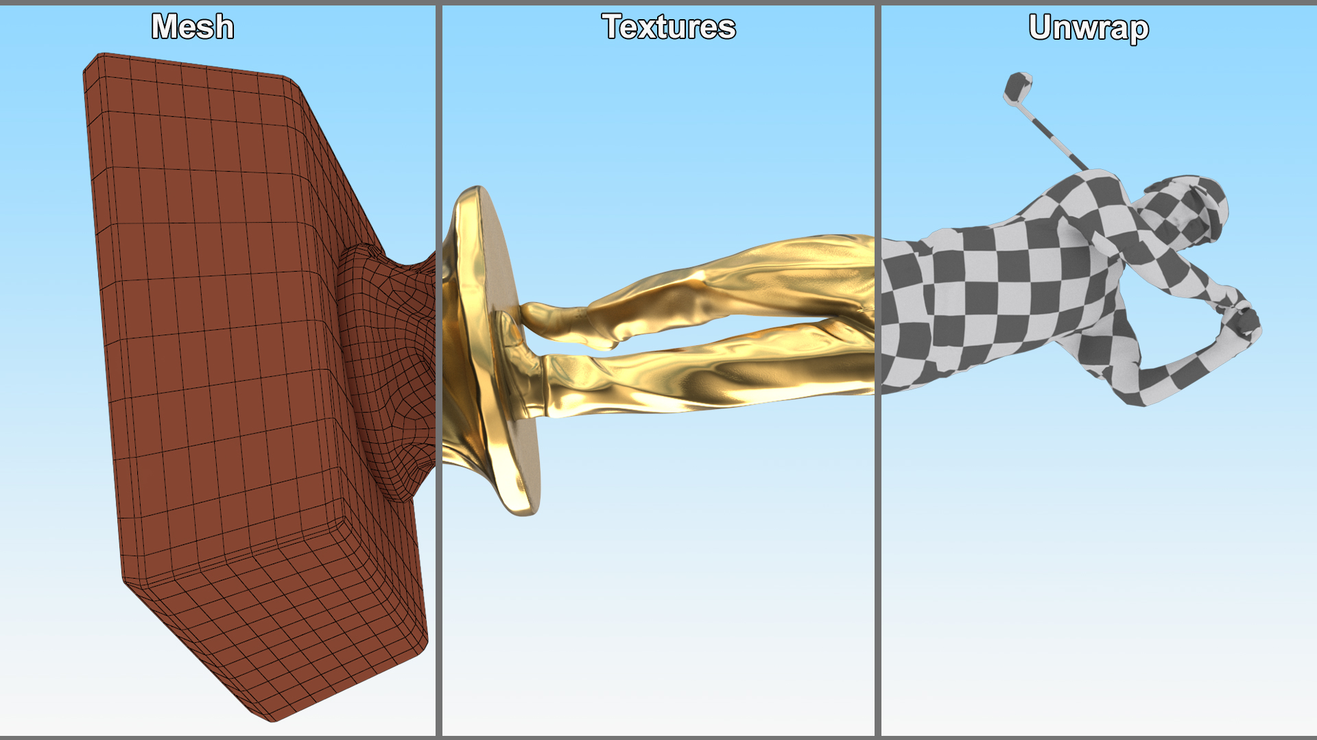 3D model Golfer Trophy Golden