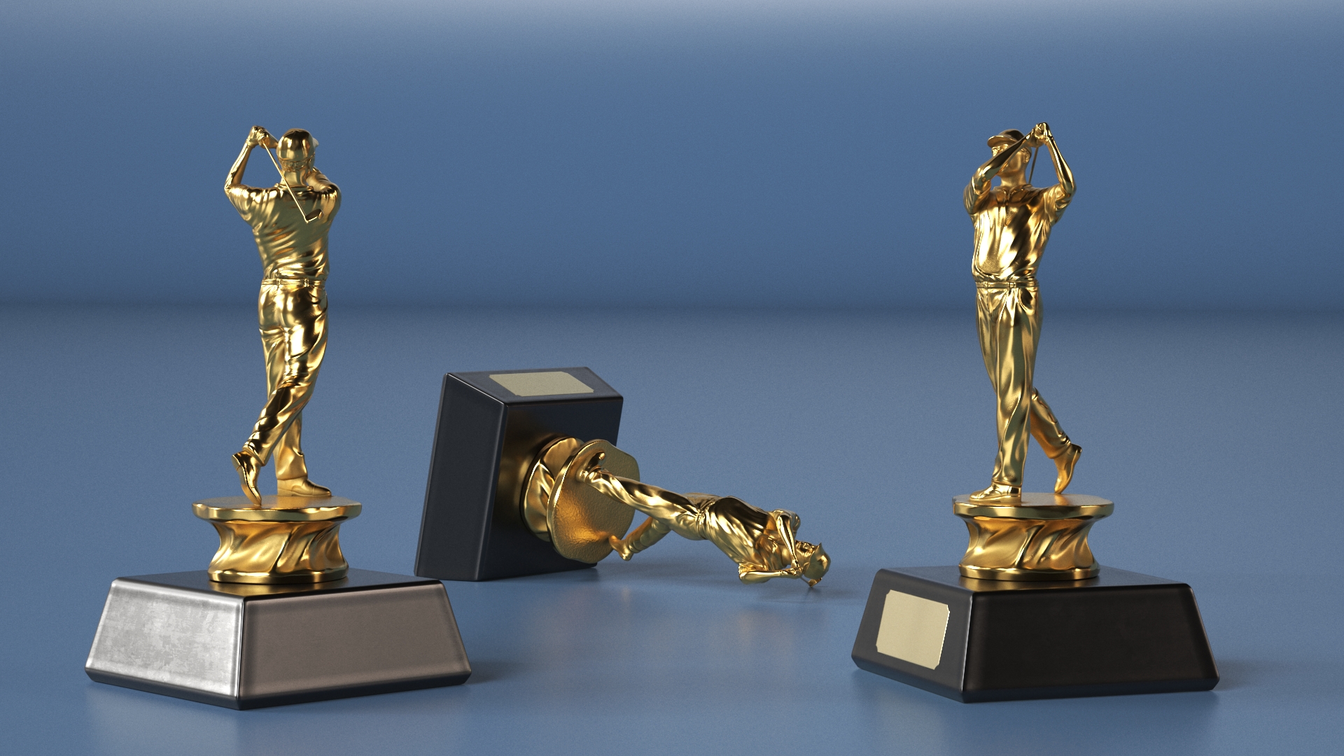 3D model Golfer Trophy Golden