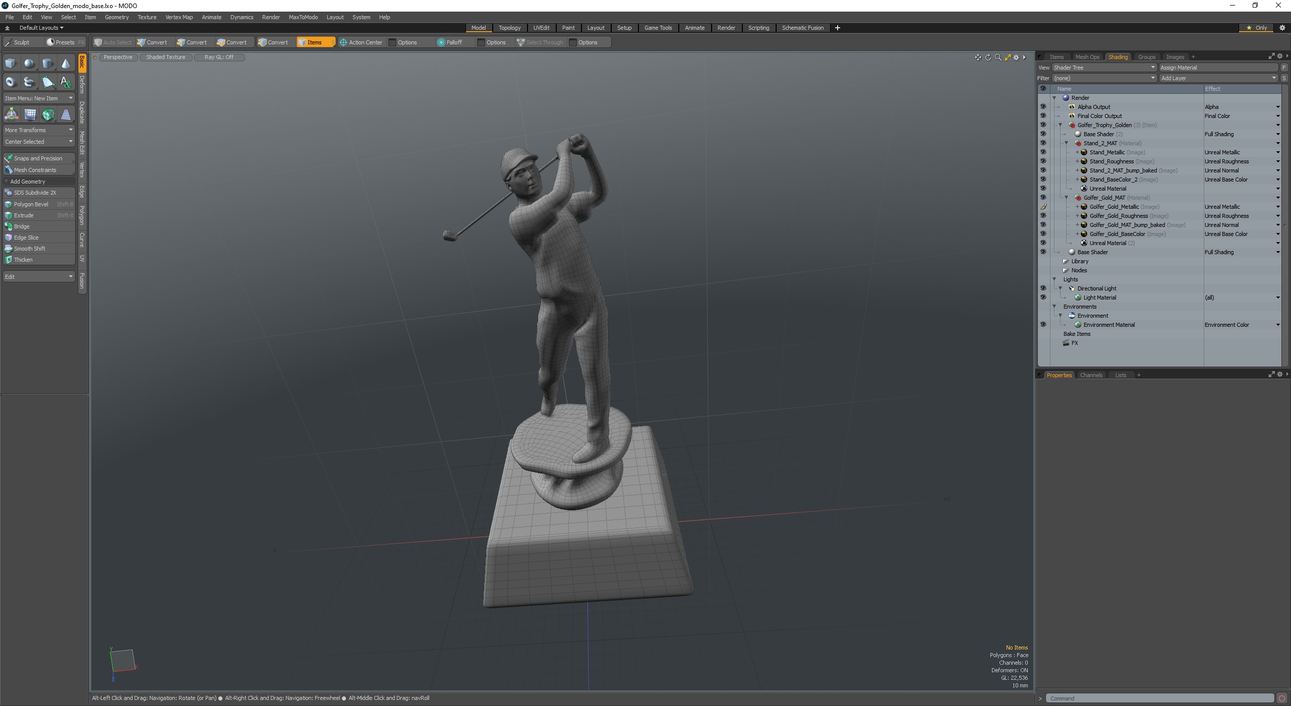 3D model Golfer Trophy Golden