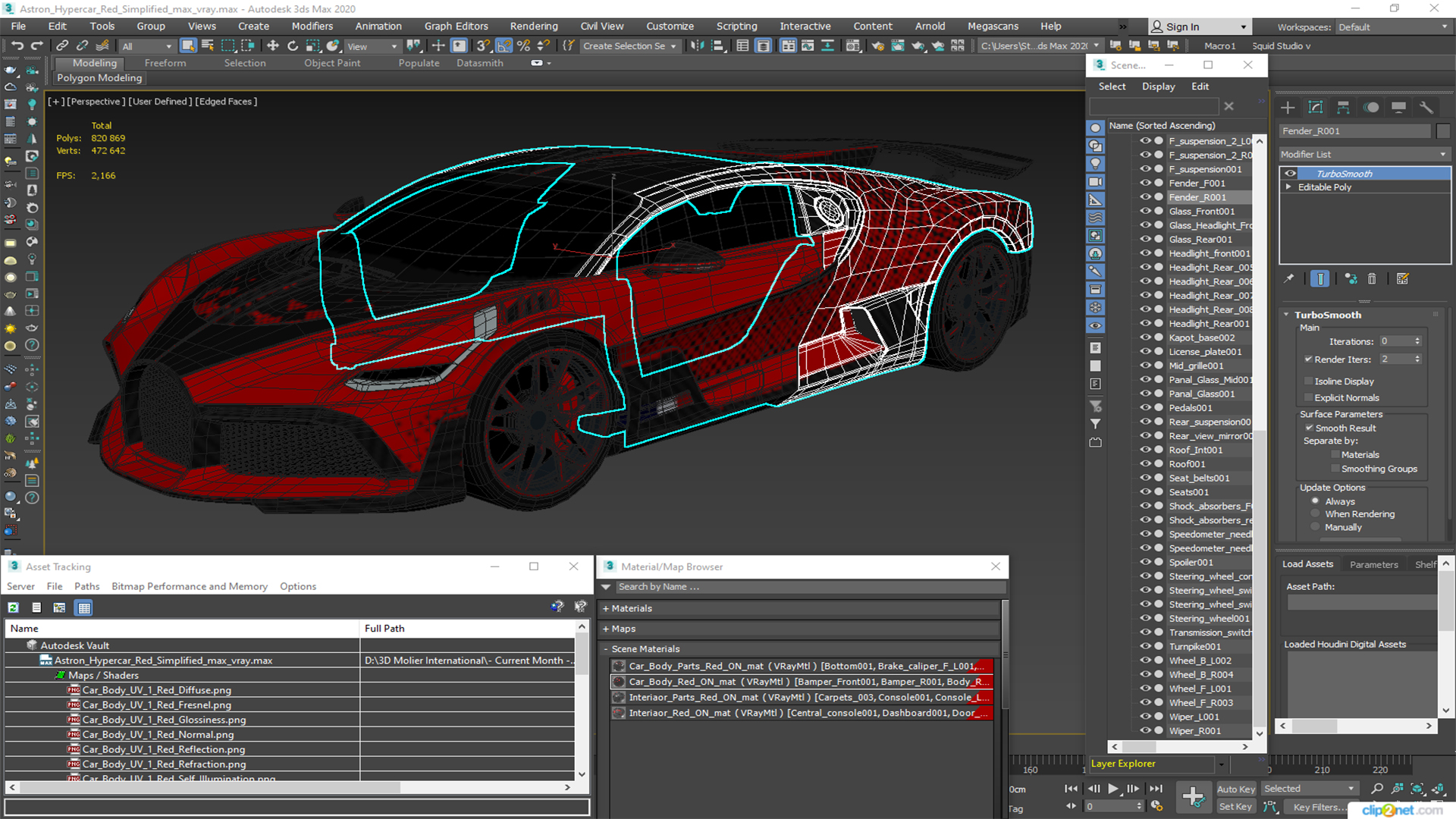 3D model Astron Hypercar Red Simplified