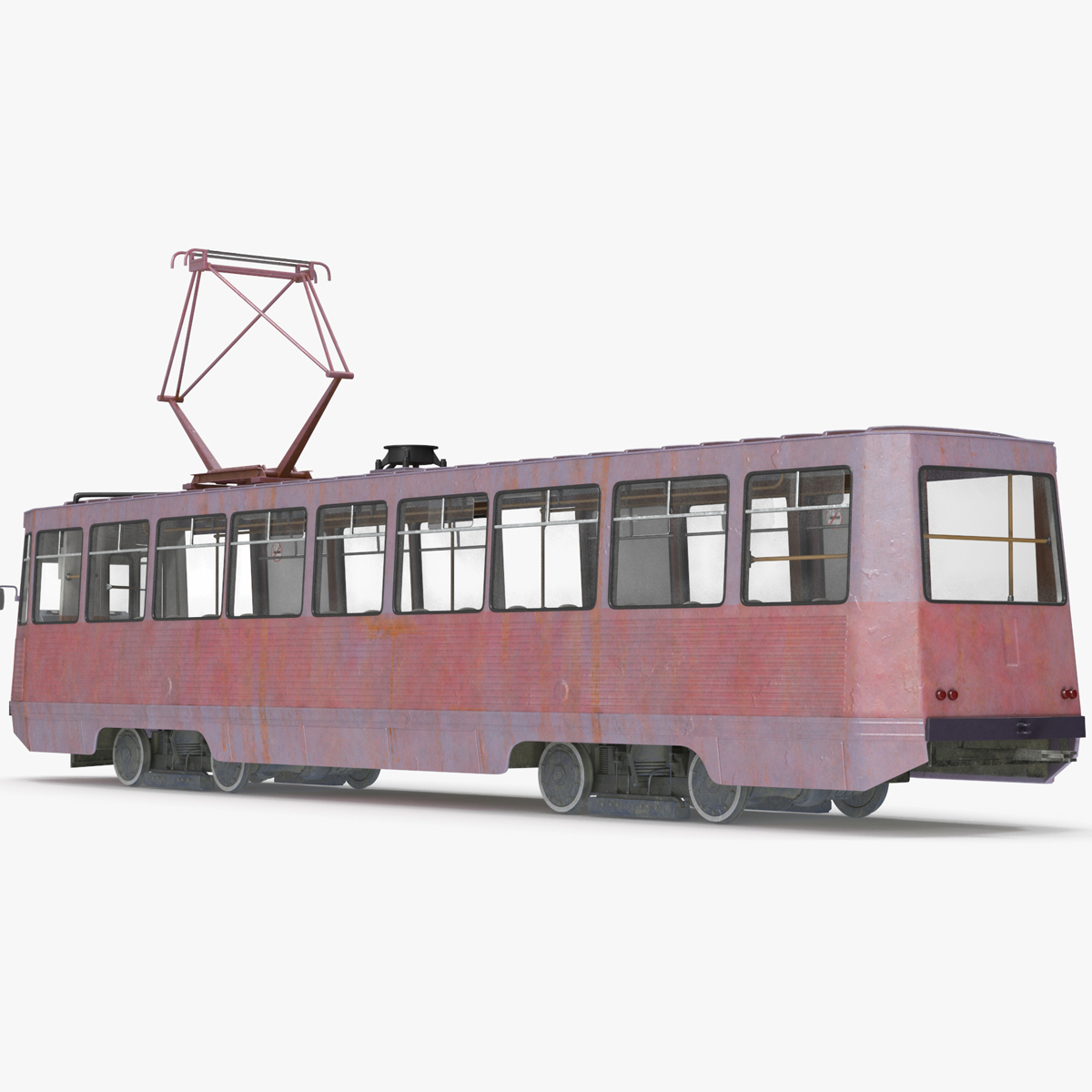 3D Retro Tram KTM-5 Old Rigged for Maya