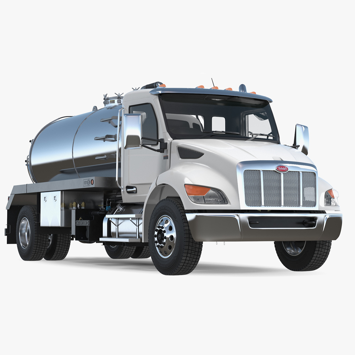 3D White Vacuum Truck Peterbilt 537 Rigged for Cinema 4D model