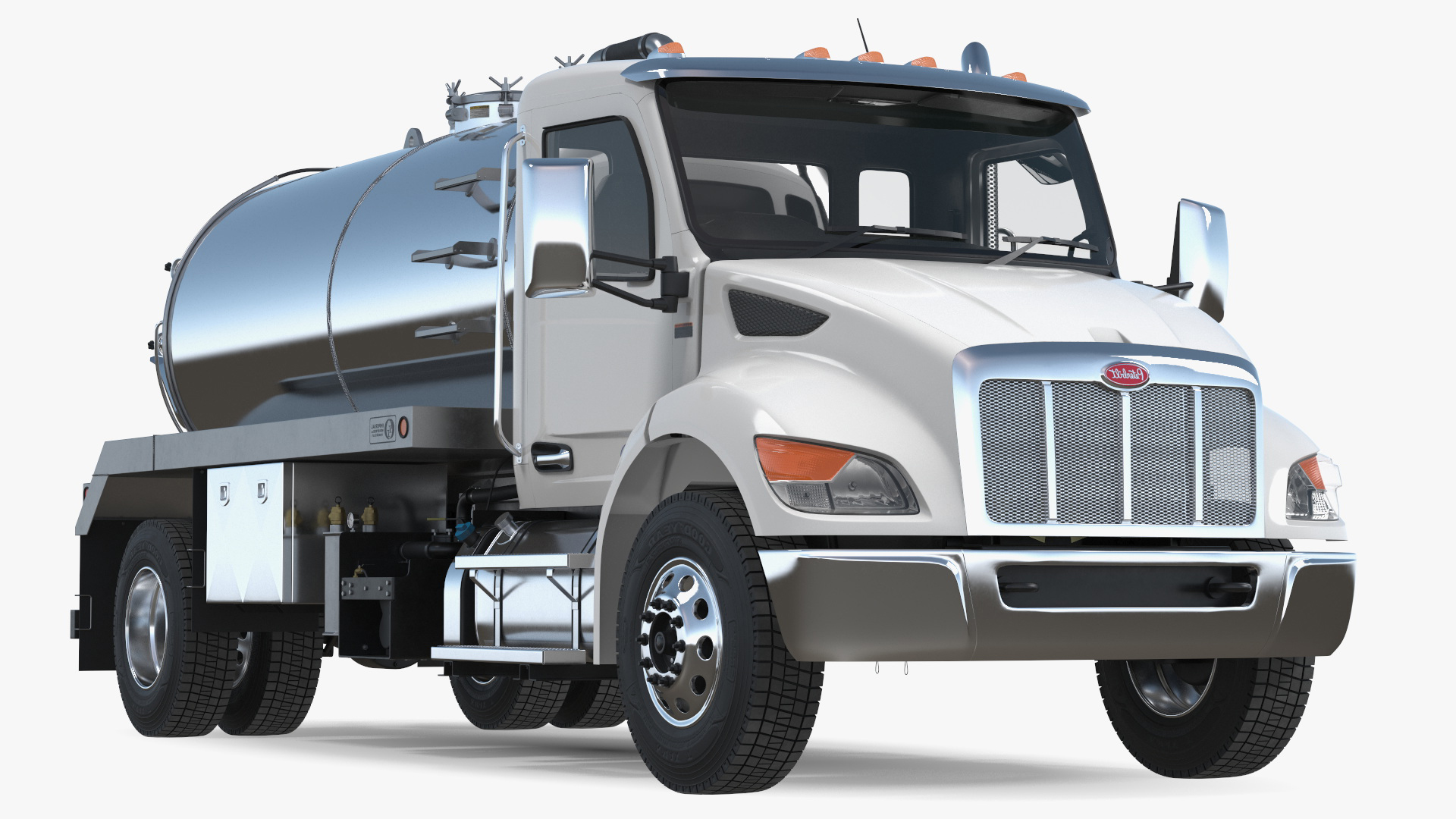 3D White Vacuum Truck Peterbilt 537 Rigged for Cinema 4D model